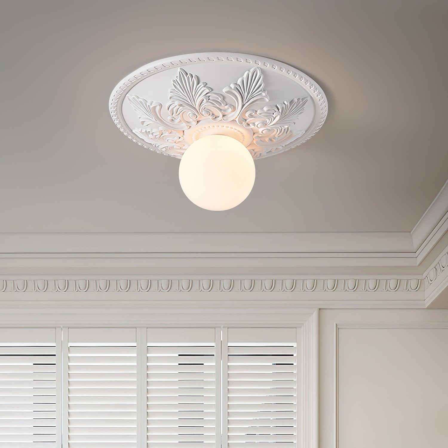Ceiling Light Resin Canopy Glass Globe Classic Ornate - Letslighting