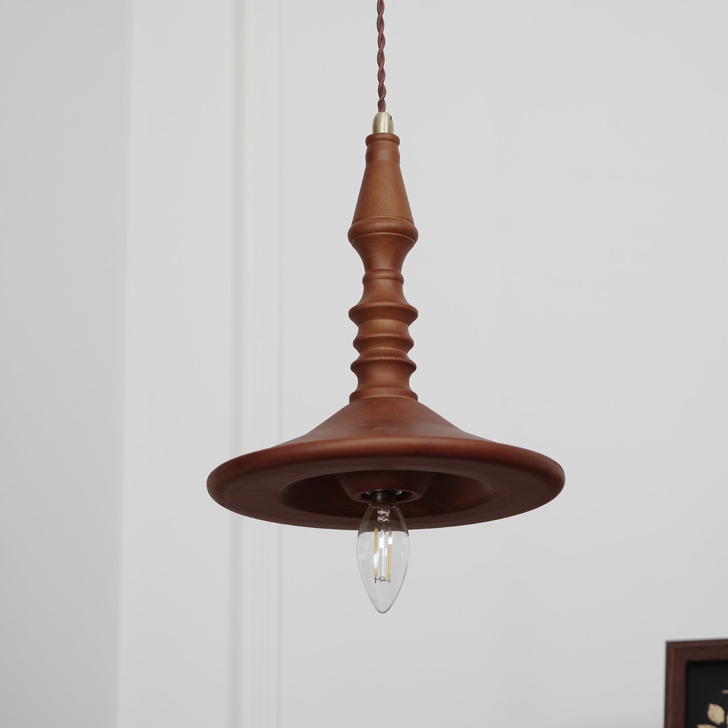 Pendant Lamp Wood Walnut Shade Modern Minimalist Cozy Warm - Letslighting
