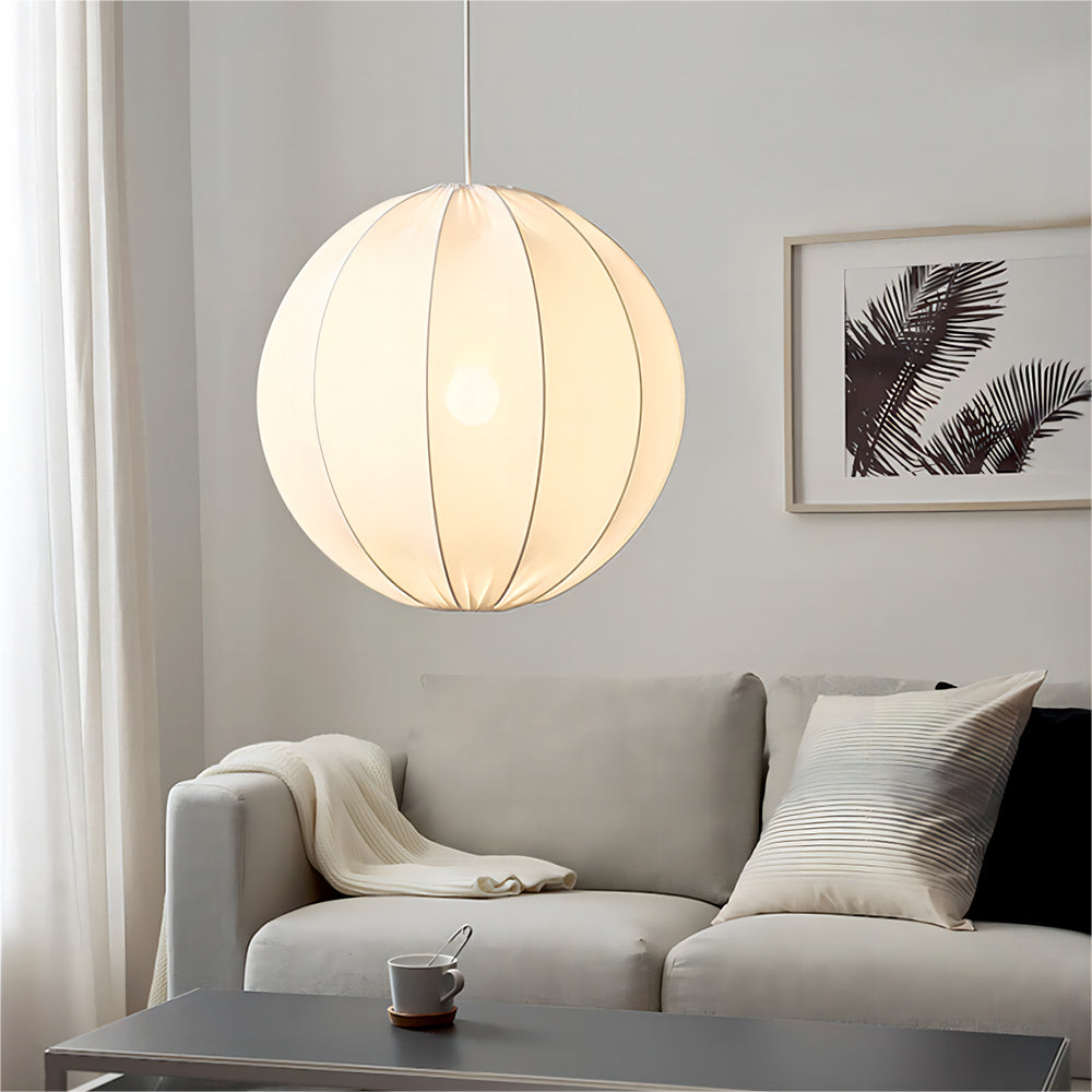 Ritta Suspension sphérique Minimaliste Métal/Tissu Blanc Salon
