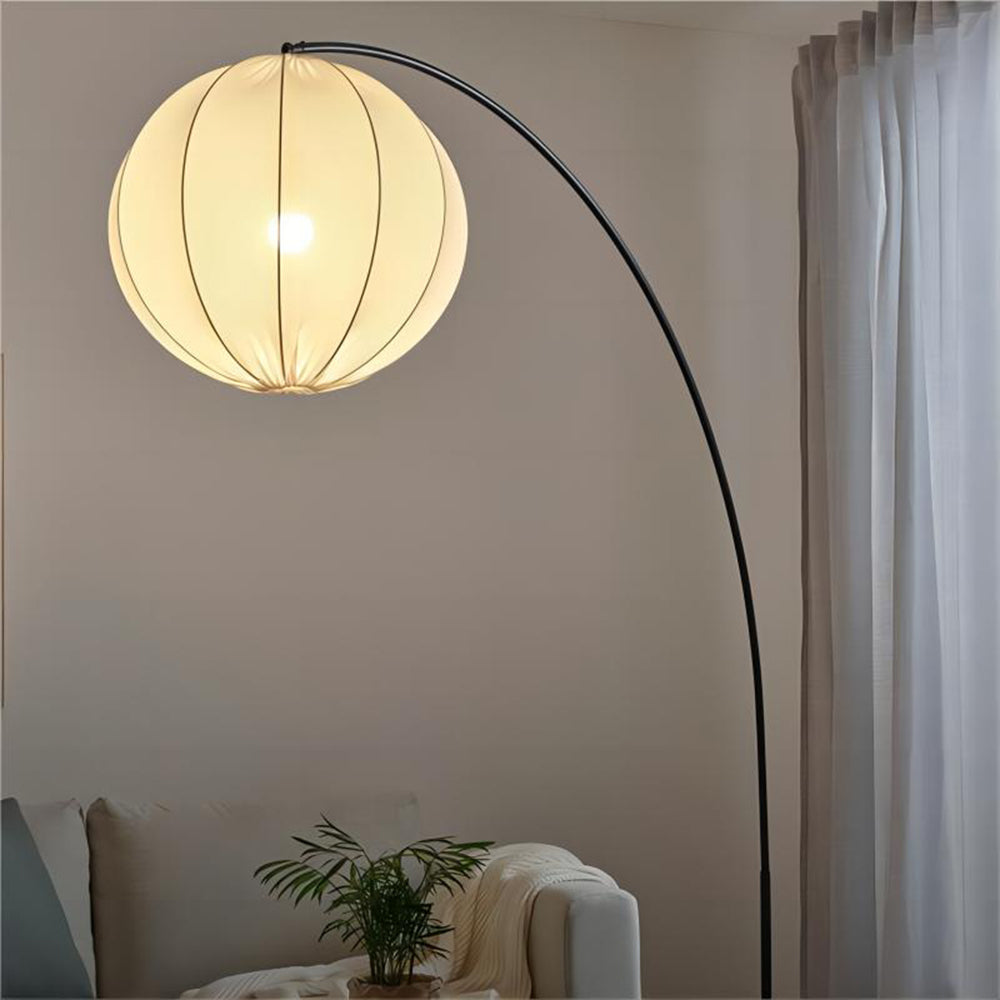 Ritta Suspension sphérique Minimaliste Métal/Tissu Blanc Salon