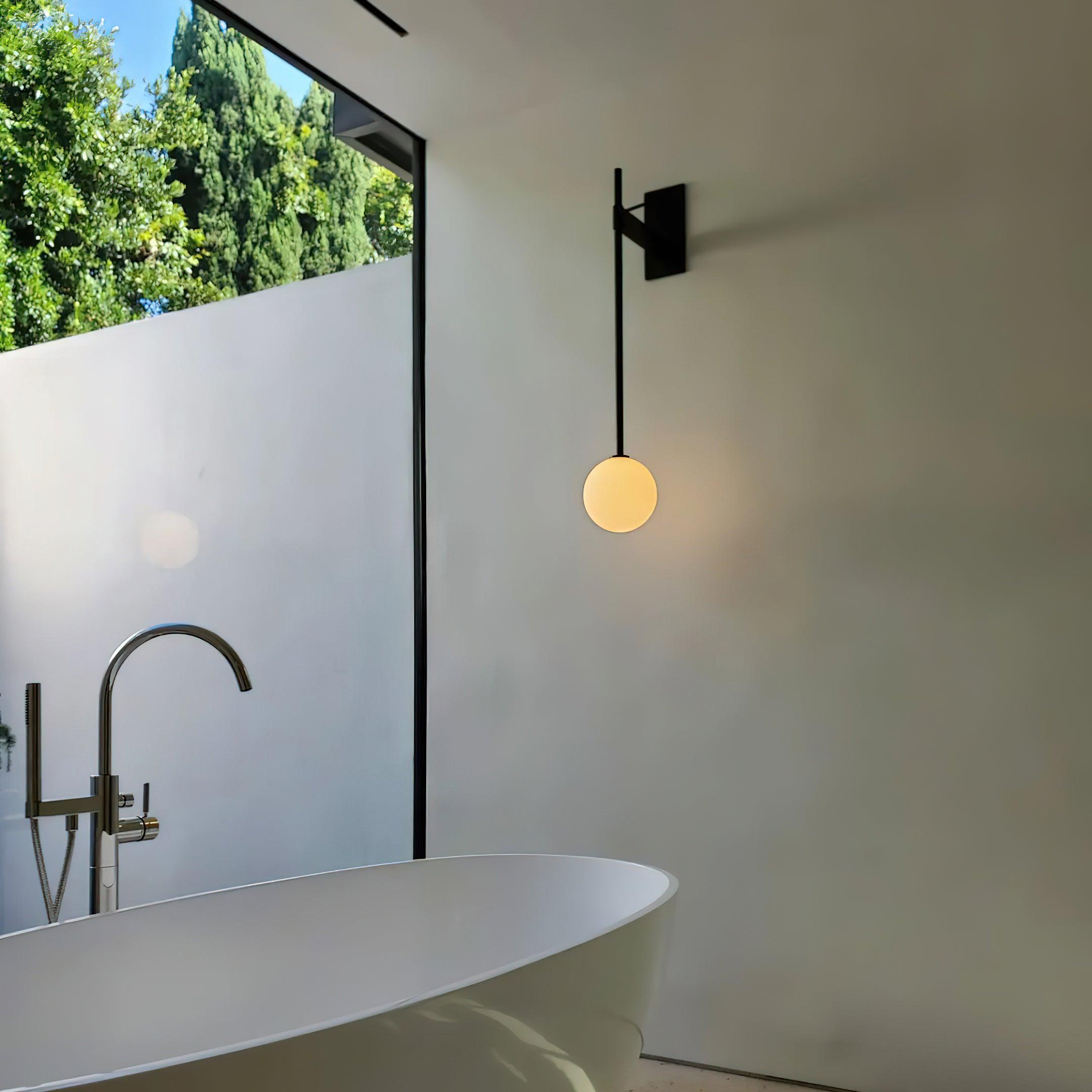 Wall Lamp Rod Glass Globe Minimal Lamp Fixture Bedside - Letslighting