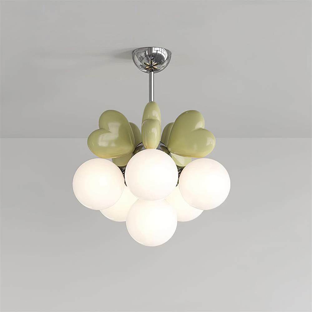 Chandelier Heart Accents Globe Shades Playful Modern Kids Room - Letslighting