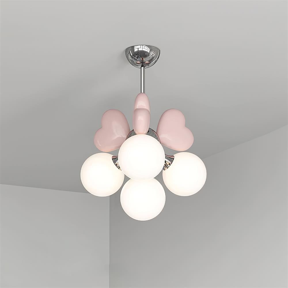 Chandelier Heart Accents Globe Shades Playful Modern Kids Room - Letslighting