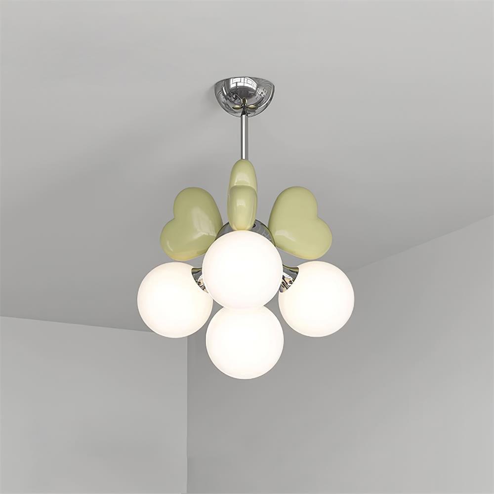 Chandelier Heart Accents Globe Shades Playful Modern Kids Room - Letslighting