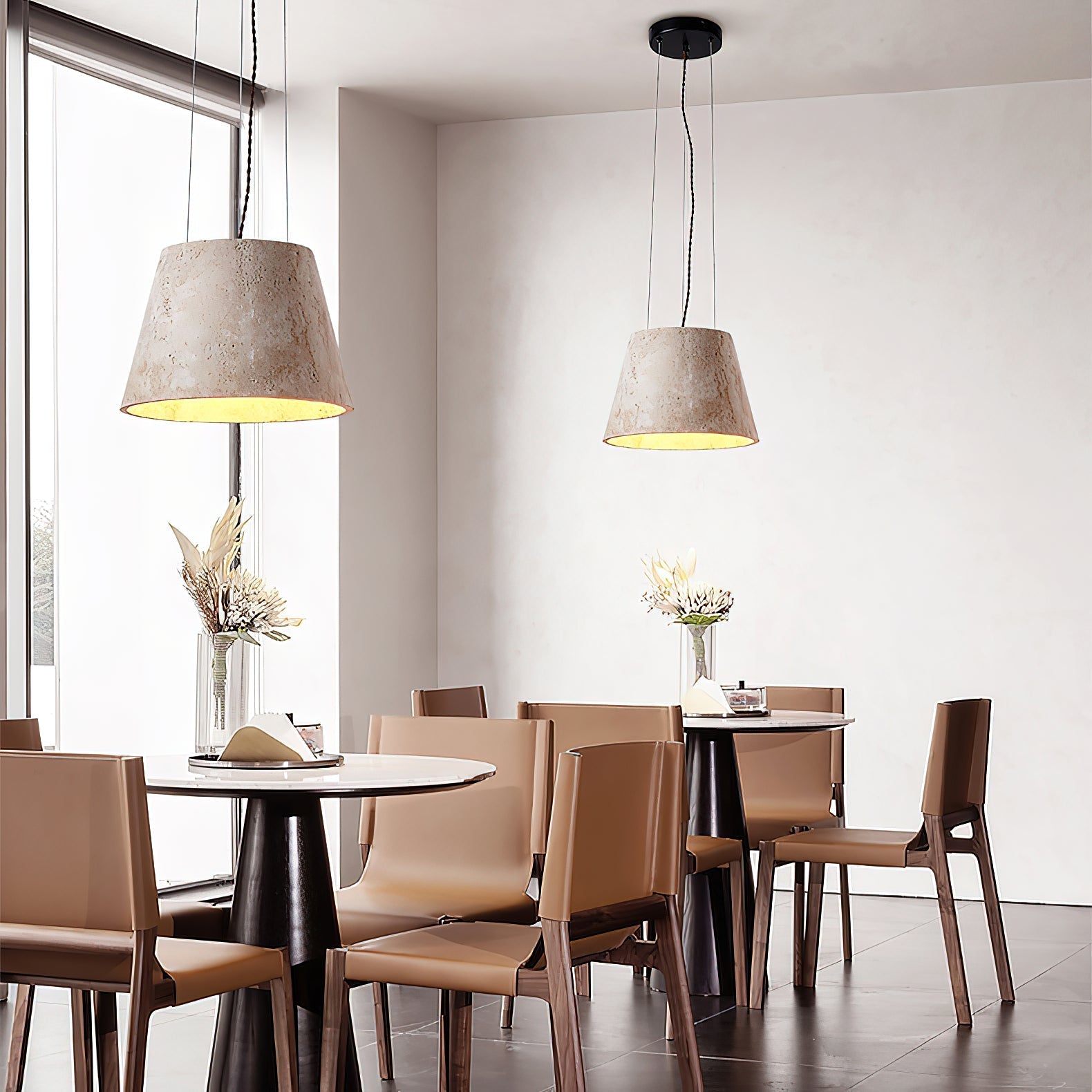 Ovelir Modern Minimalist Travertine Pendant Lamp - Lamp Copper