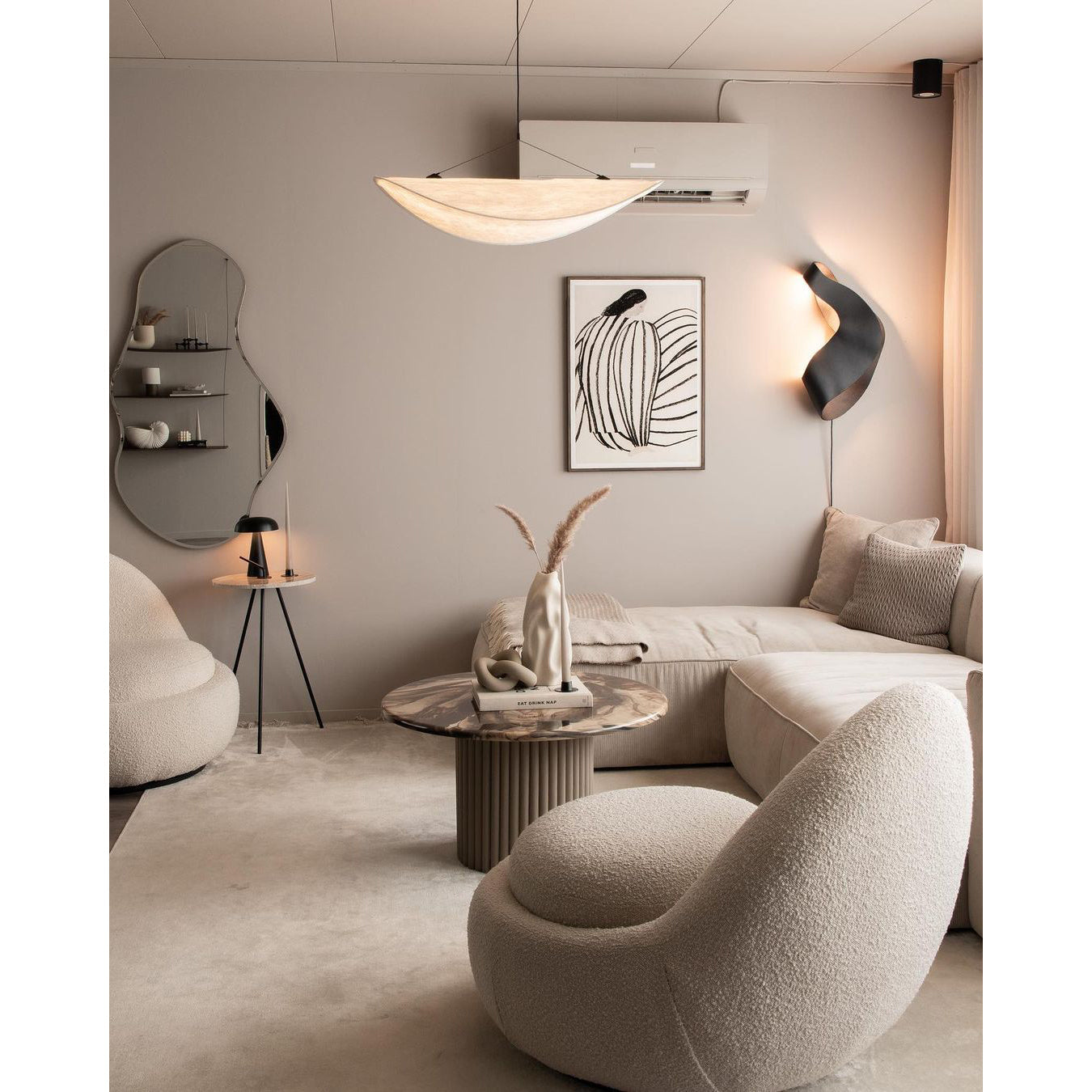 Elsolir Modern Minimalist Paper Pendant Lamp - Lamp Copper