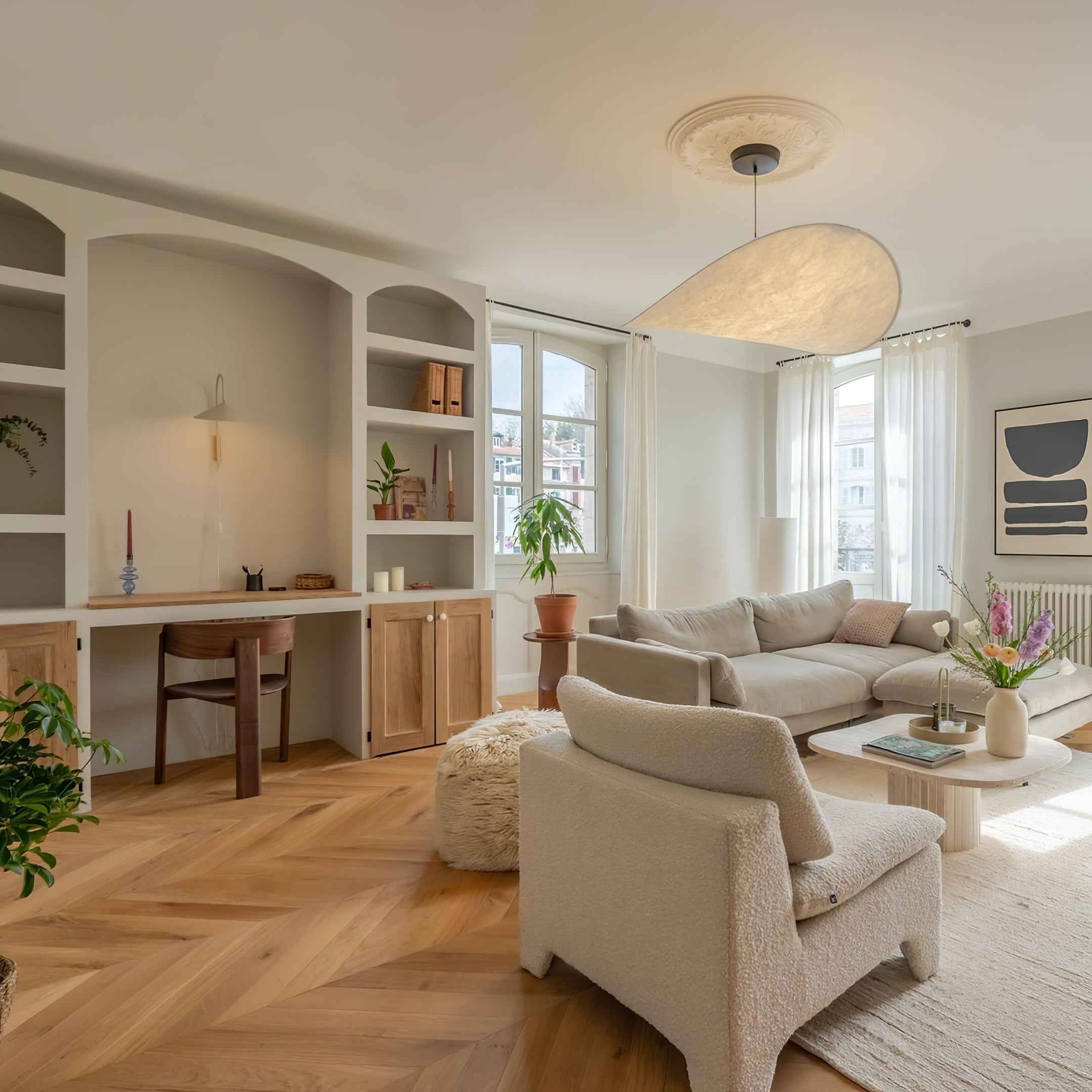 Elyno Sculptural Fabric Pendant Lamp - Letslighting