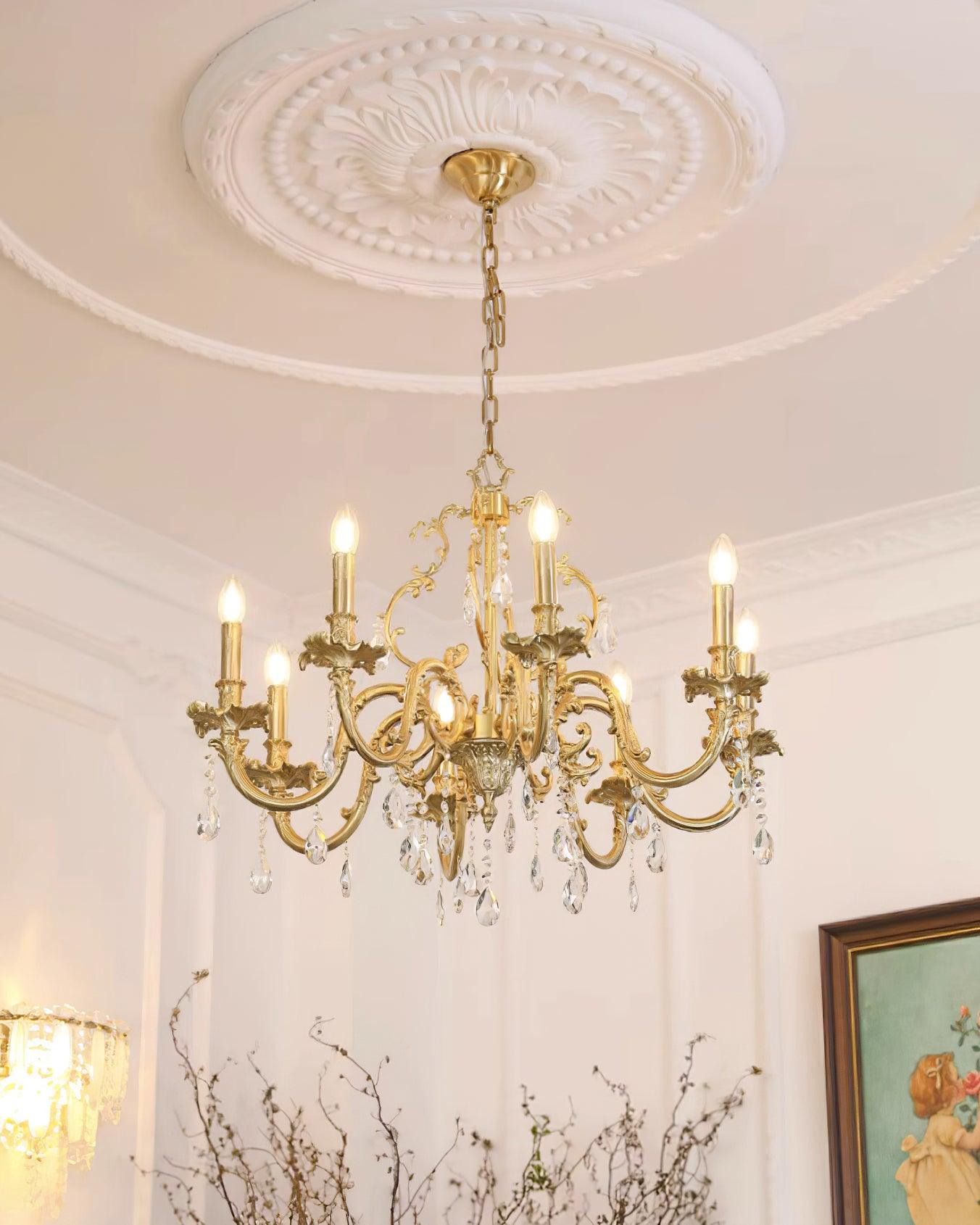 Elvion Classic Brass Crystal Chandelier - Letslighting