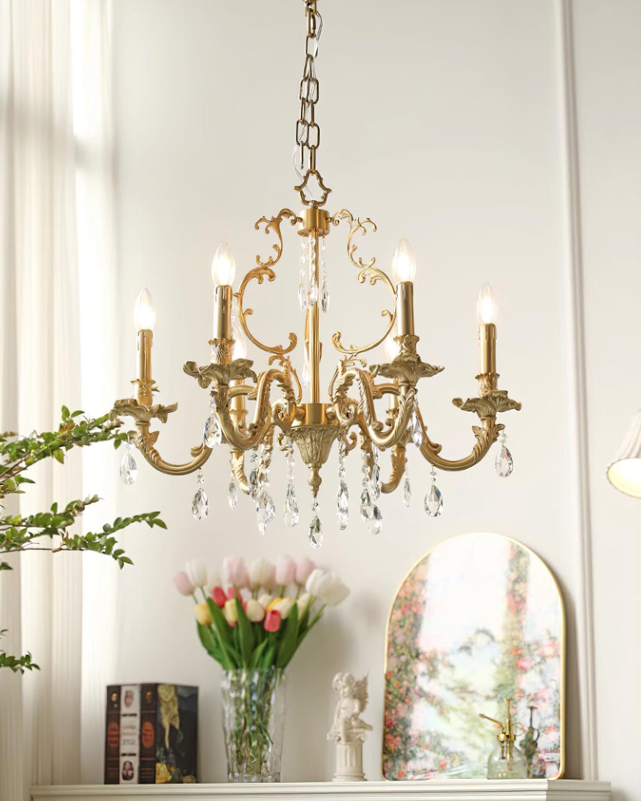Elvion Classic Brass Crystal Chandelier - Letslighting