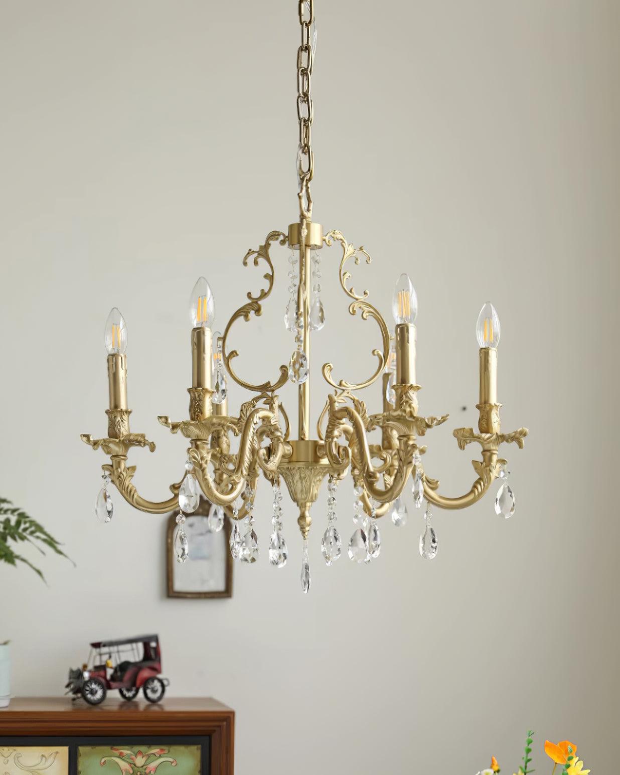 Elvion Classic Brass Crystal Chandelier - Letslighting