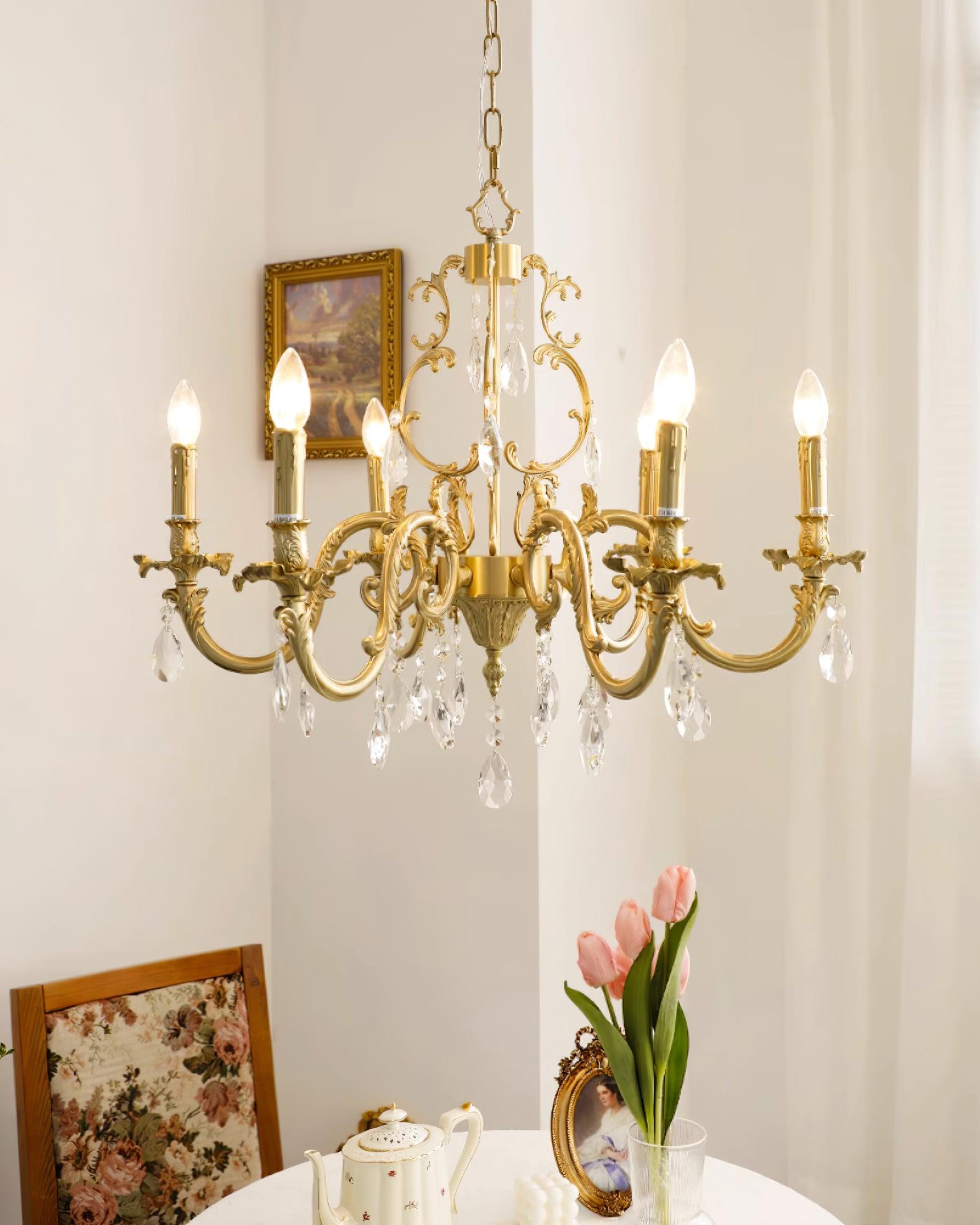 Elvion Classic Brass Crystal Chandelier - Letslighting