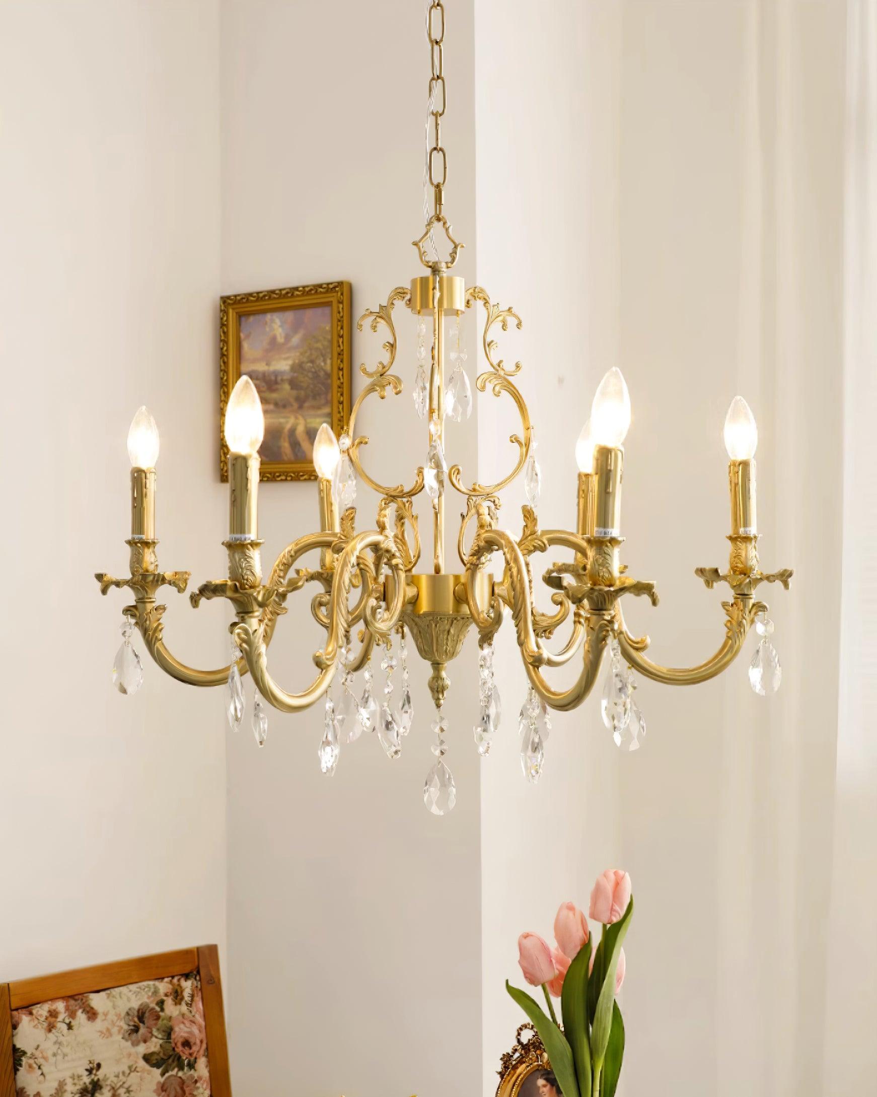 Elvion Classic Brass Crystal Chandelier - Letslighting