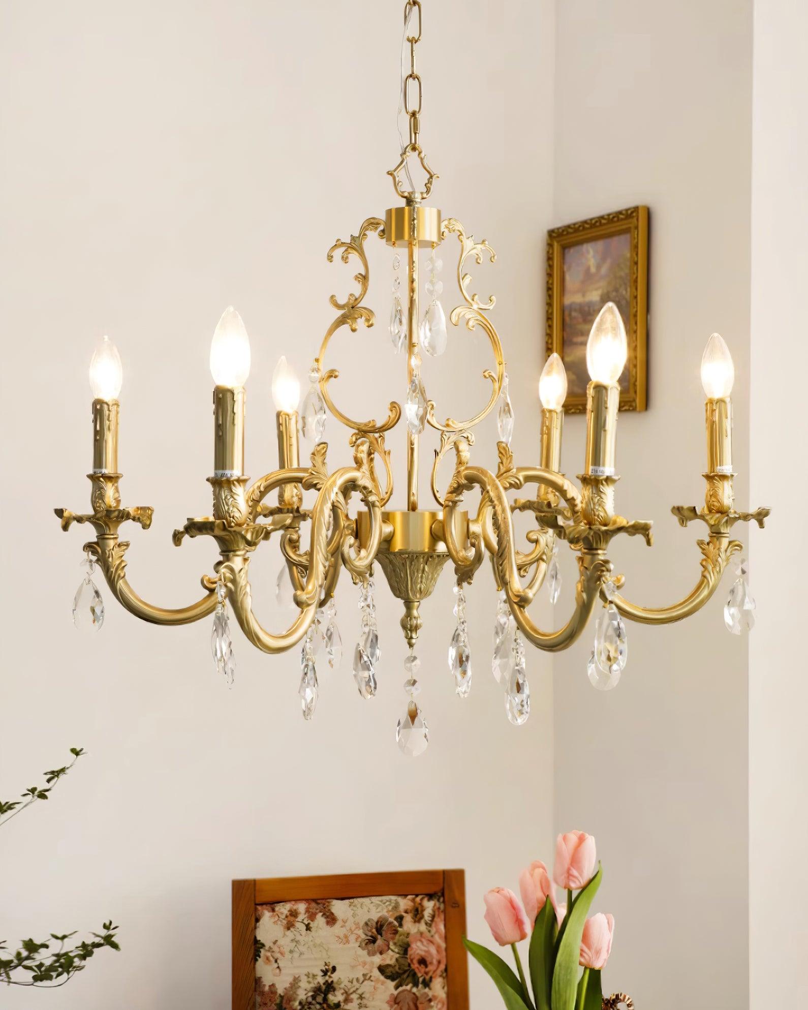 Elvion Classic Brass Crystal Chandelier - Letslighting
