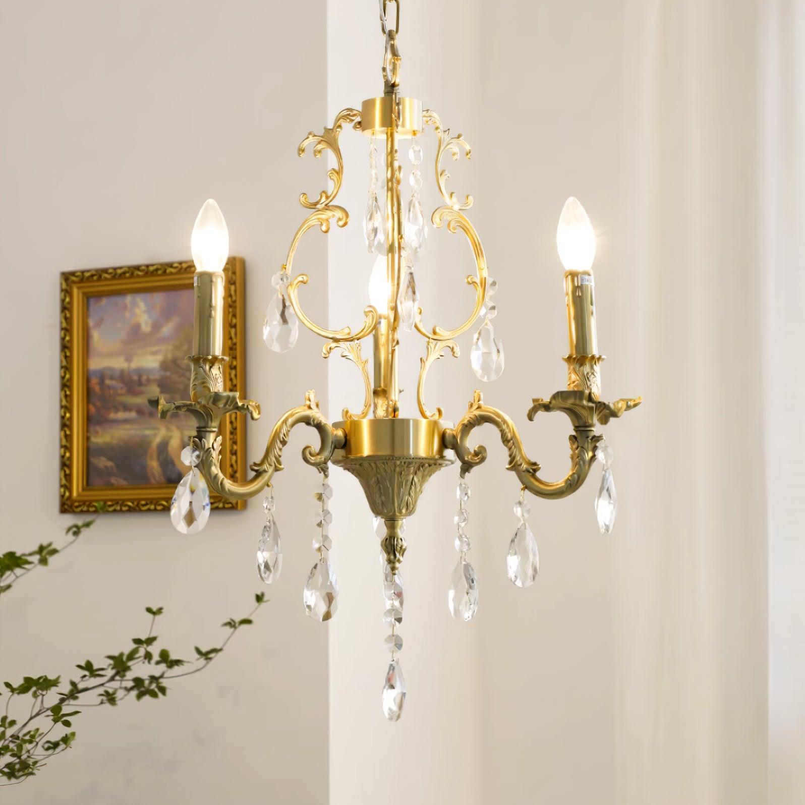 Elvion Classic Brass Crystal Chandelier - Letslighting