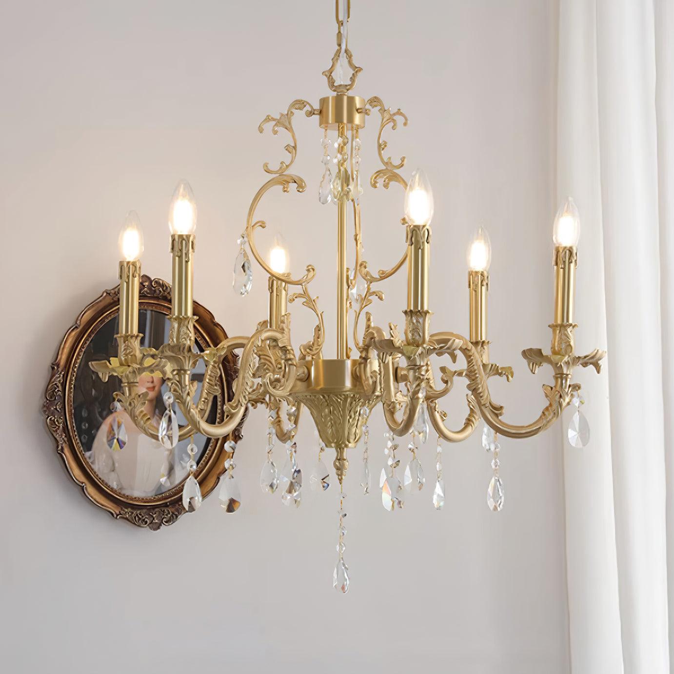 Elvion Classic Brass Crystal Chandelier - Letslighting
