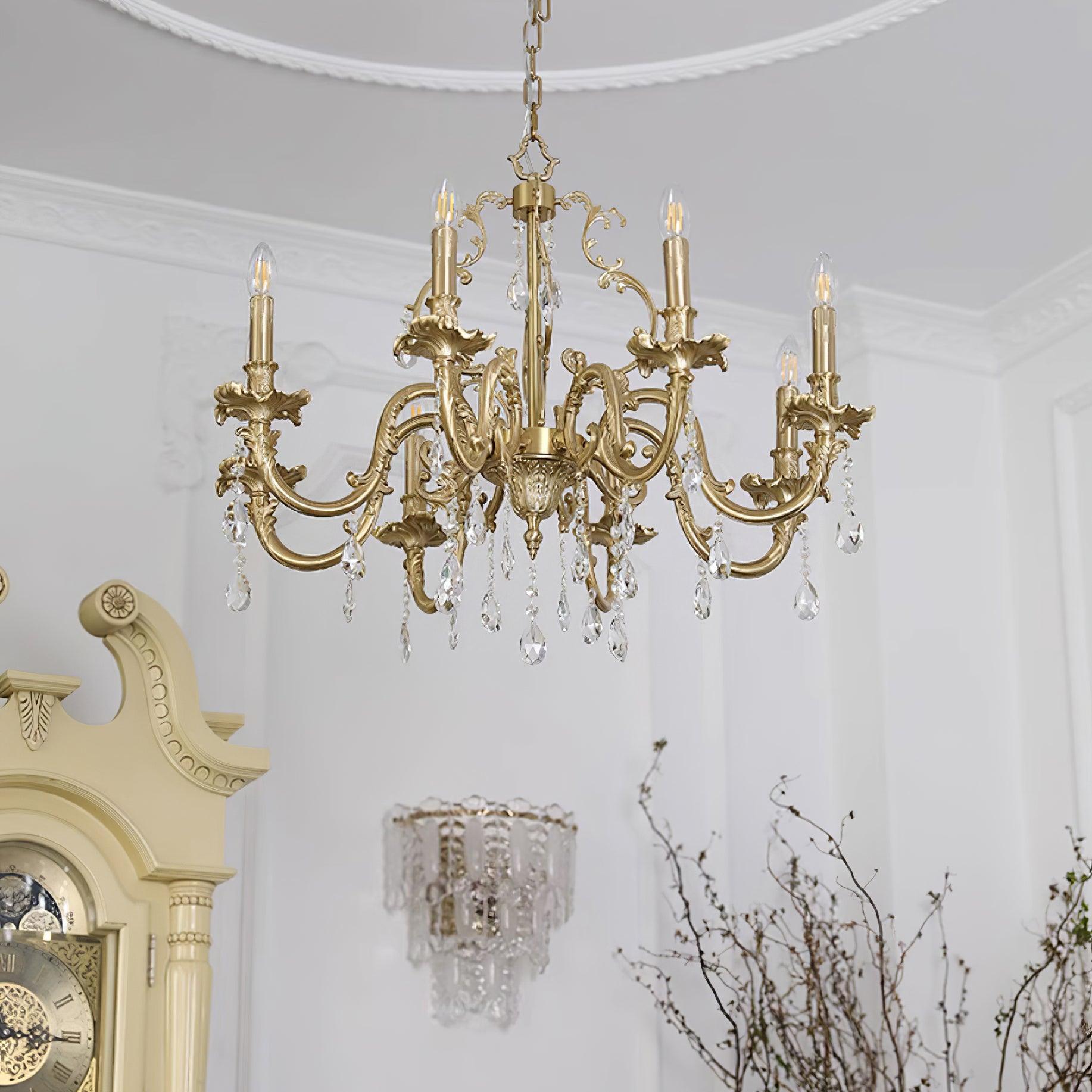Elvion Classic Brass Crystal Chandelier - Letslighting