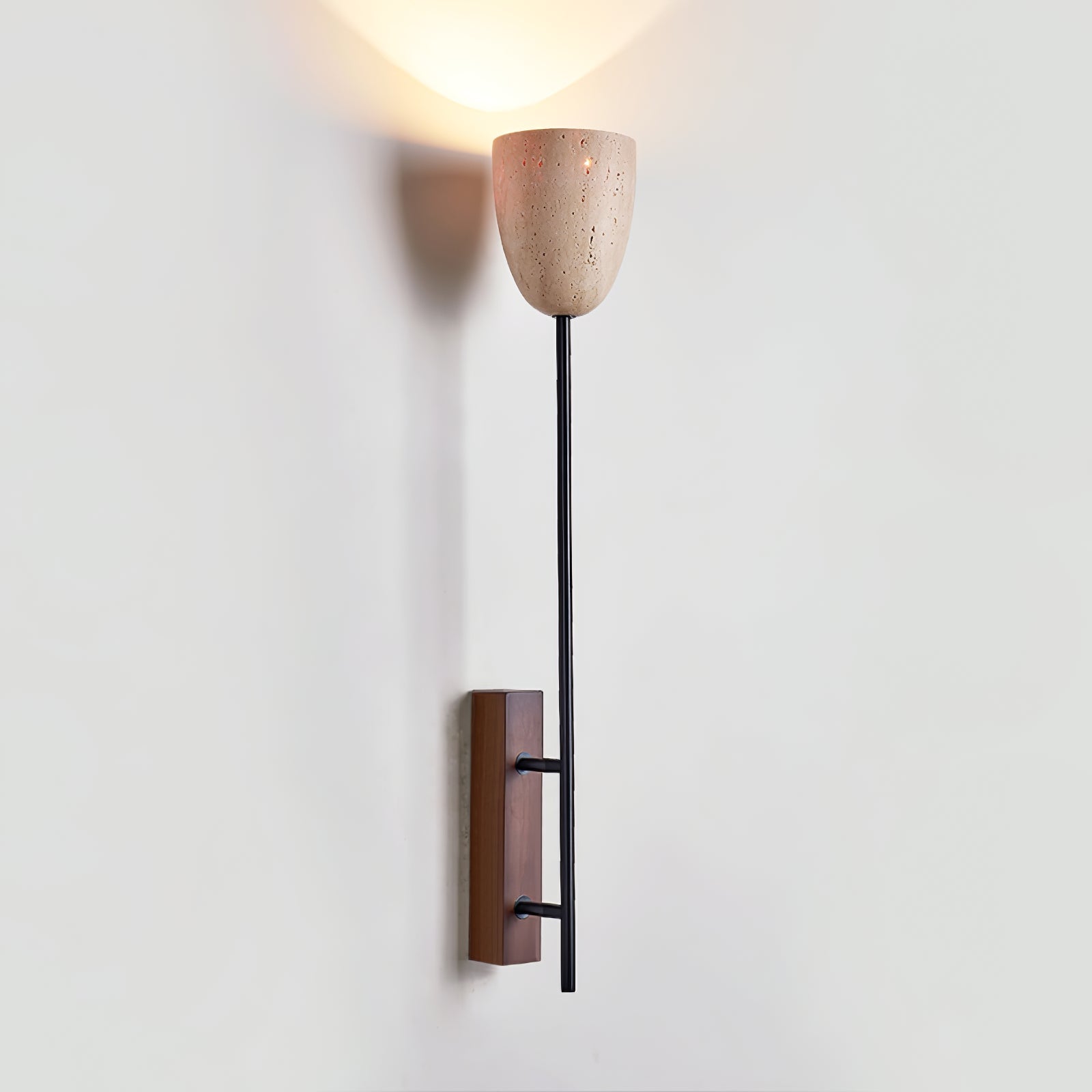 Terra Cloche Métal Travertin Applique Murale Lumière