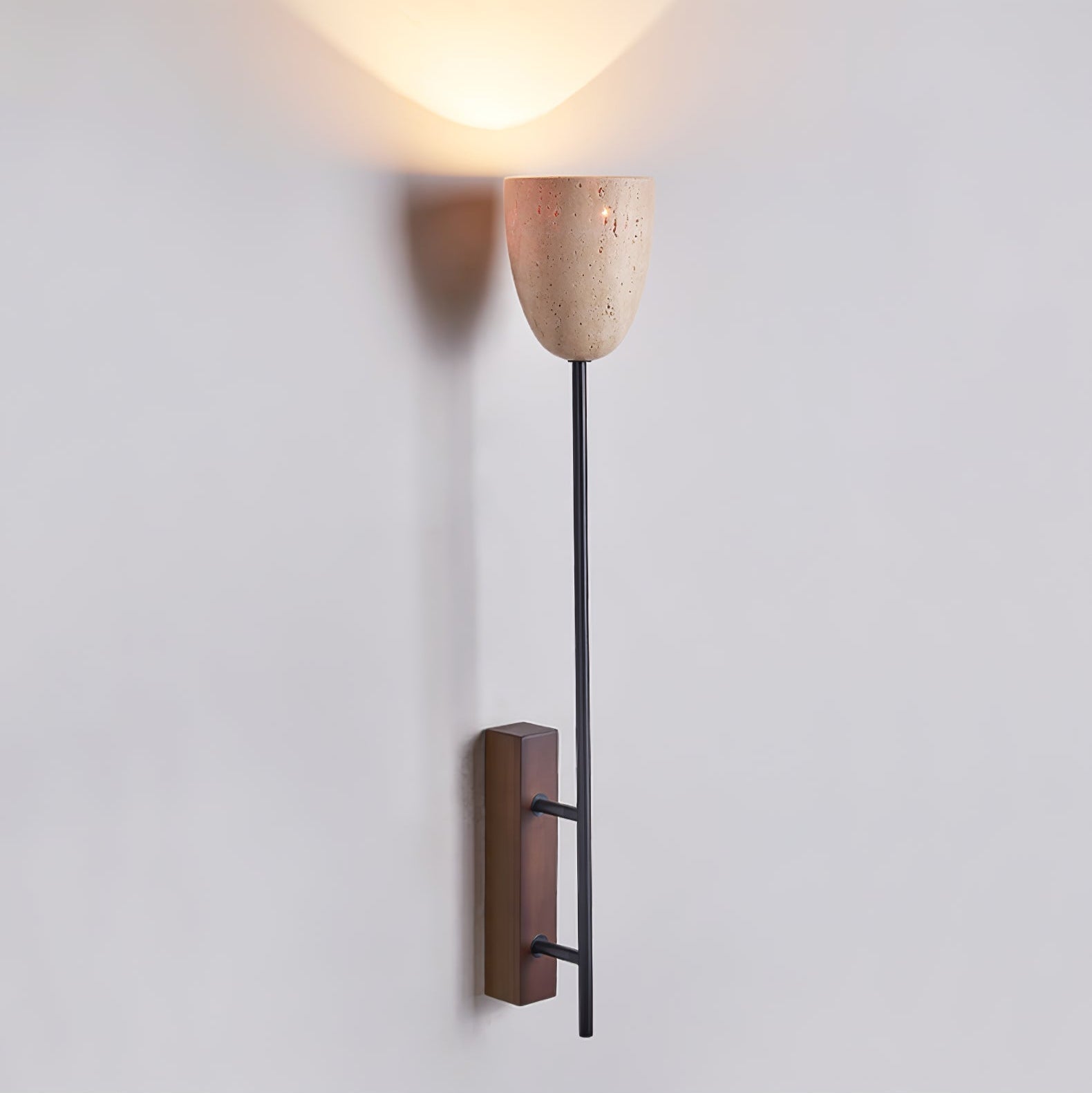 Terra Cloche Métal Travertin Applique Murale Lumière