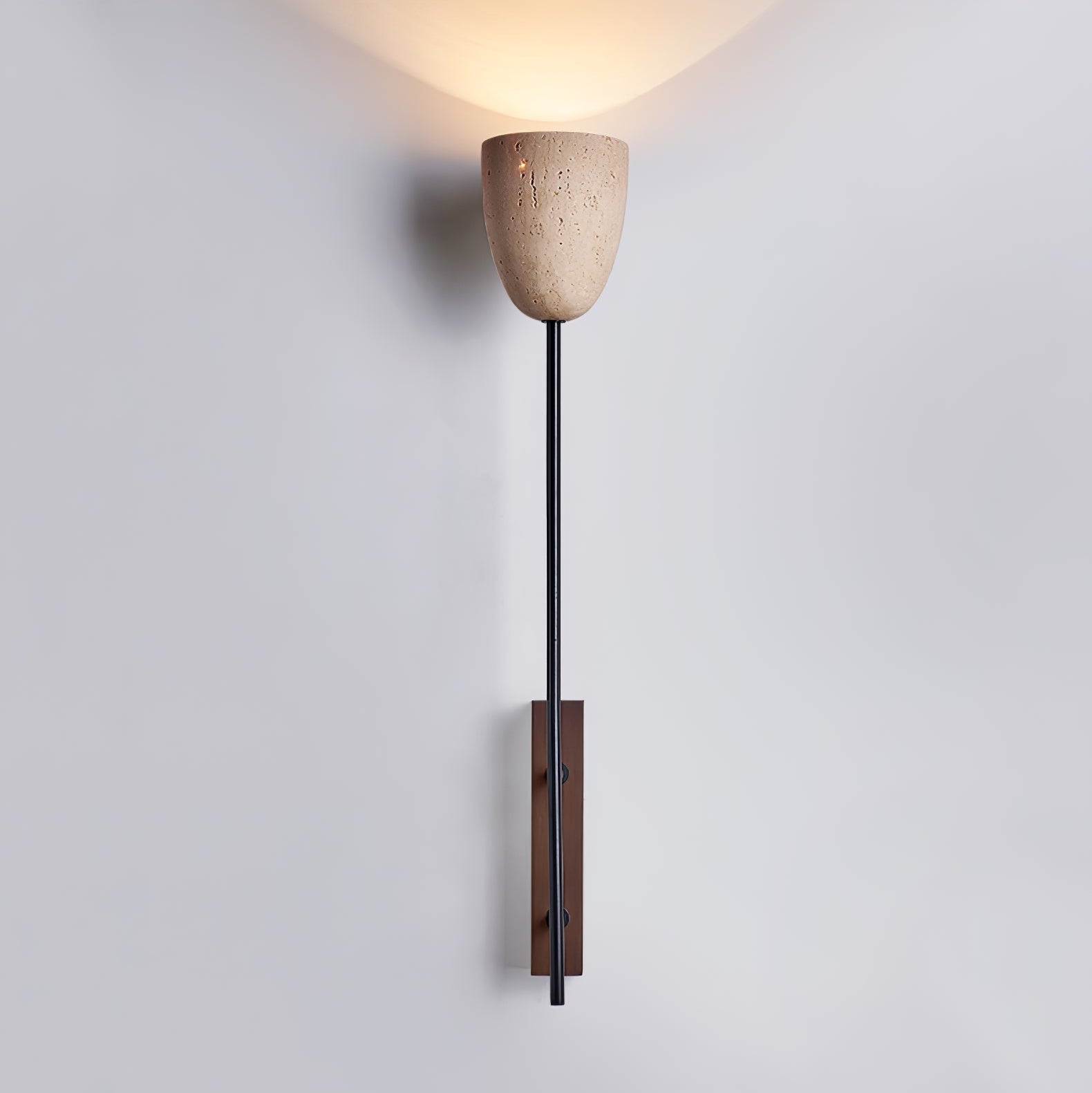 Terra Cloche Métal Travertin Applique Murale Lumière