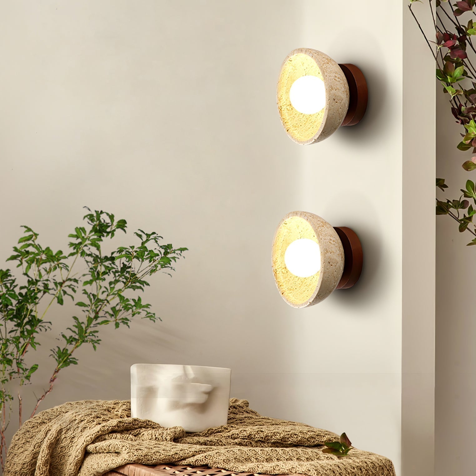 Vacaris Half-Dome Travertine Wall Light - Letslighting