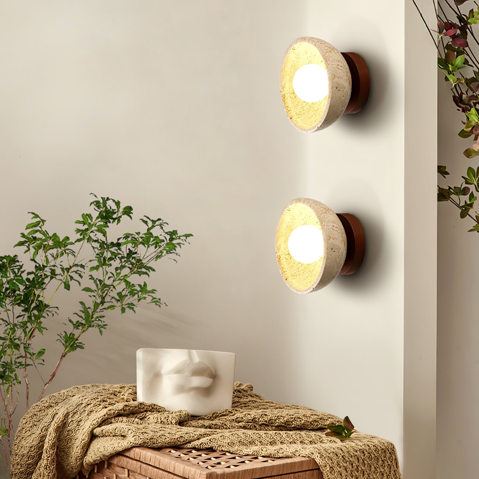 Vacaris Half-Dome Travertine Wall Light - Letslighting