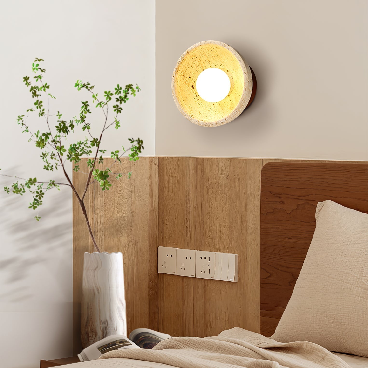 Vacaris Half-Dome Travertine Wall Light - Letslighting