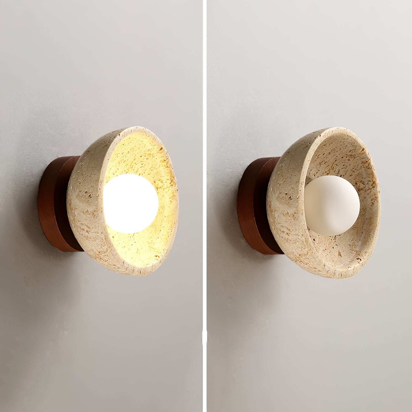 Vacaris Half-Dome Travertine Wall Light - Letslighting