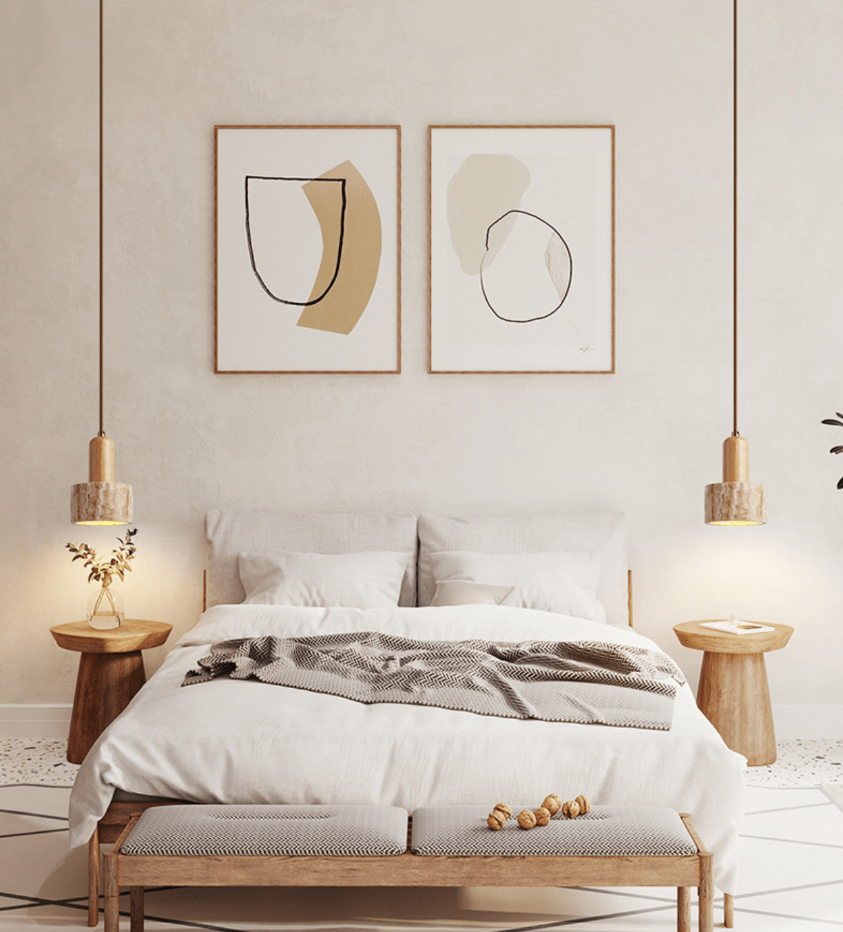 Terra Moderne Minimaliste Travertin Suspension Lampe