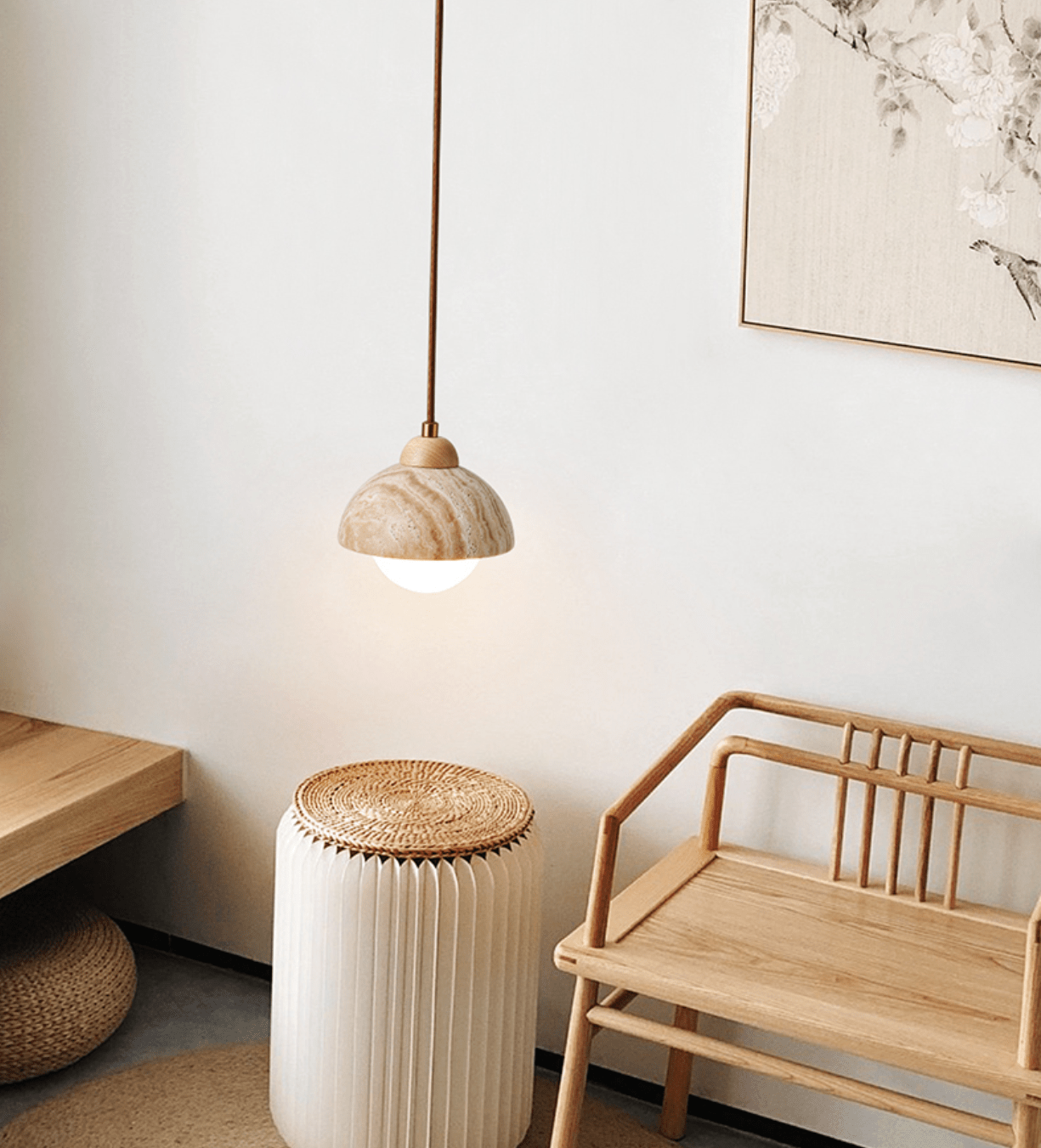 Terra Moderne Minimaliste Travertin Suspension Lampe