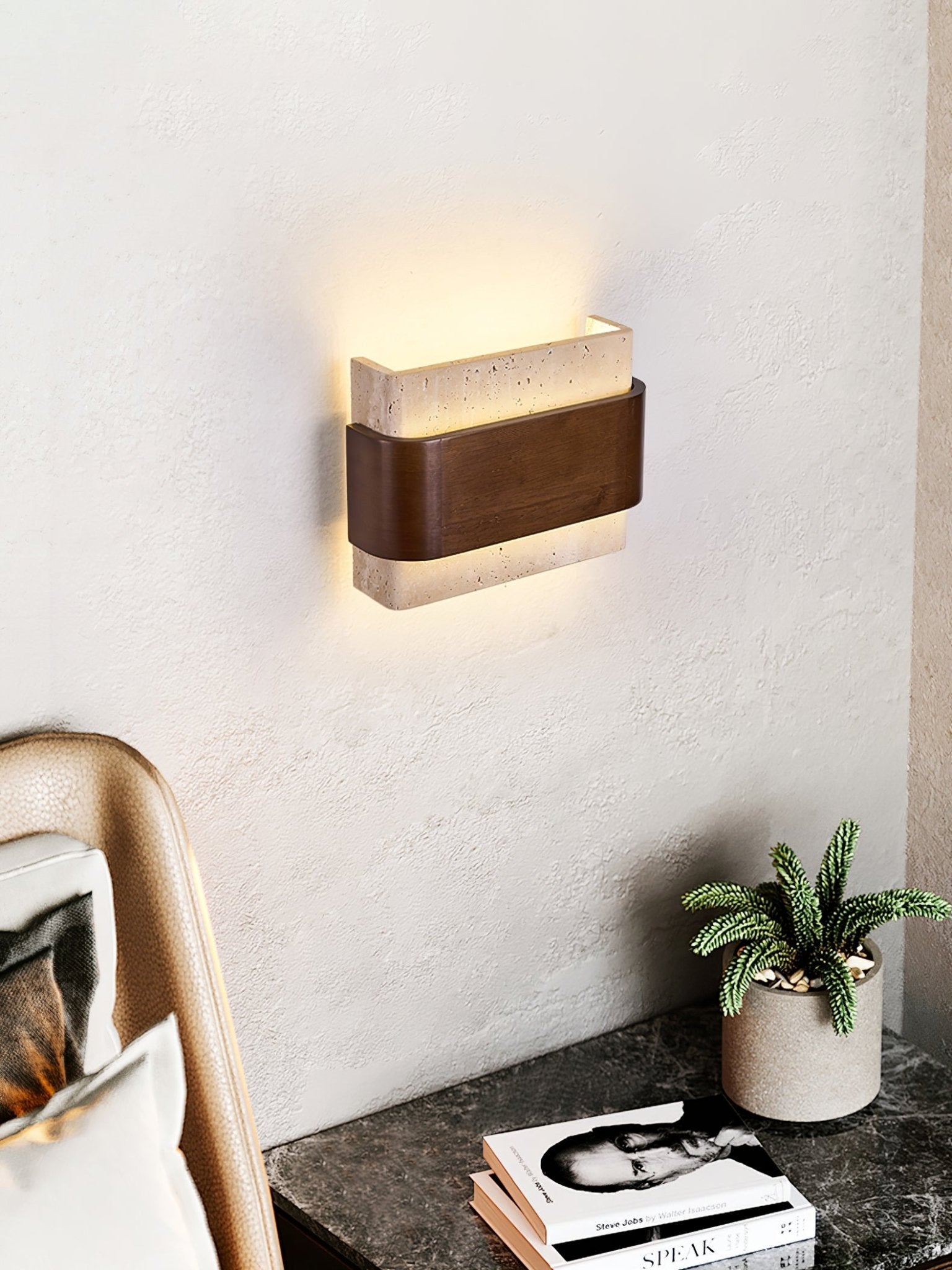 Ulnoros Paneled Travertine Wall Light - Letslighting