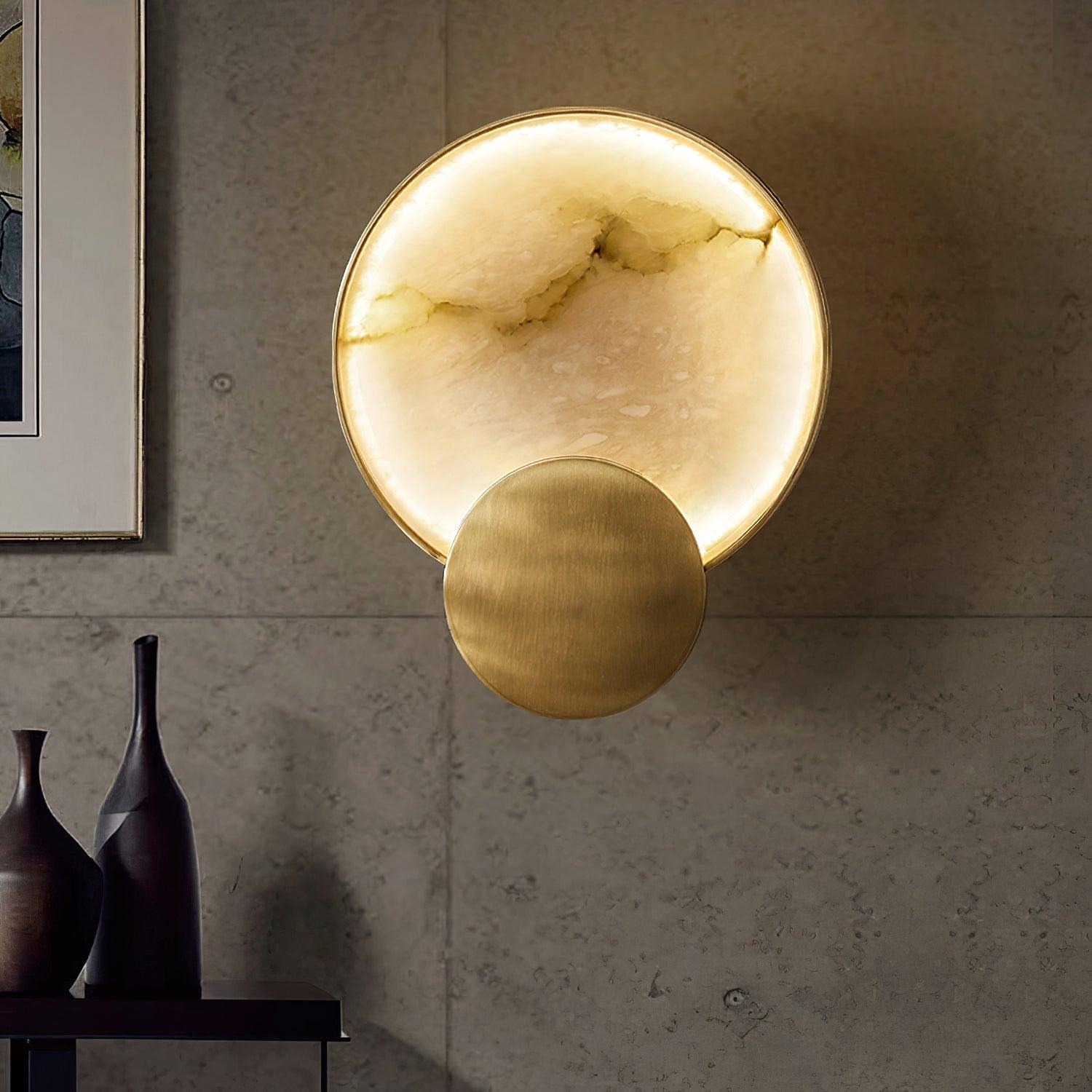 Myvelarae Circular Alabaster Wall Light - Letslighting
