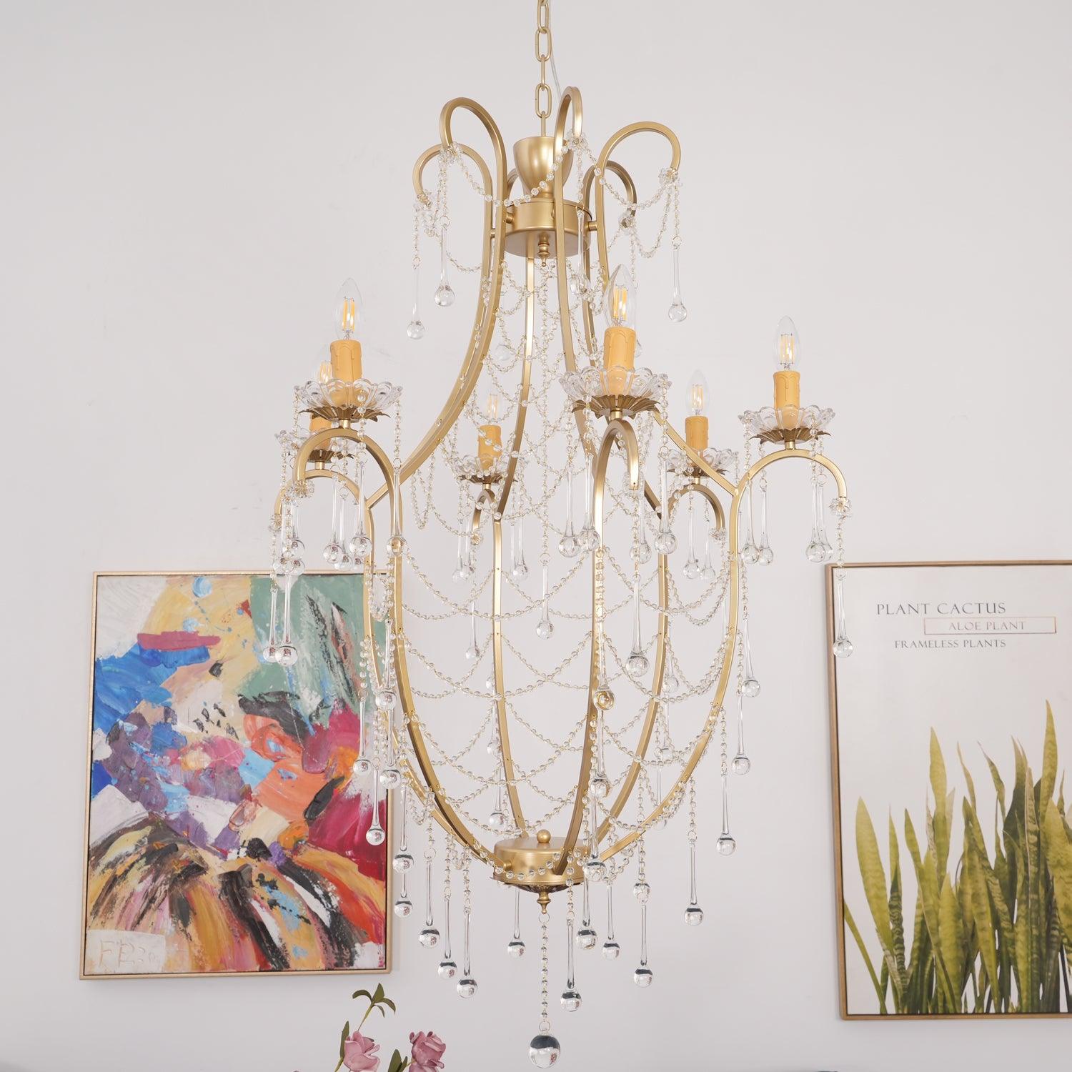Theresa Chandelier Draped Crystal Chains Vintage - Letslighting
