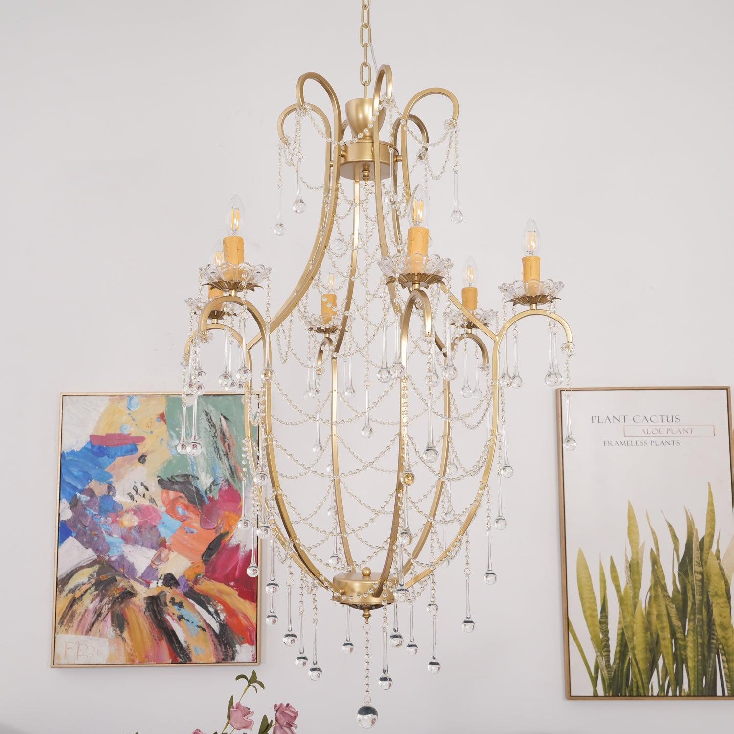 Theresa Chandelier Draped Crystal Chains Vintage - Letslighting