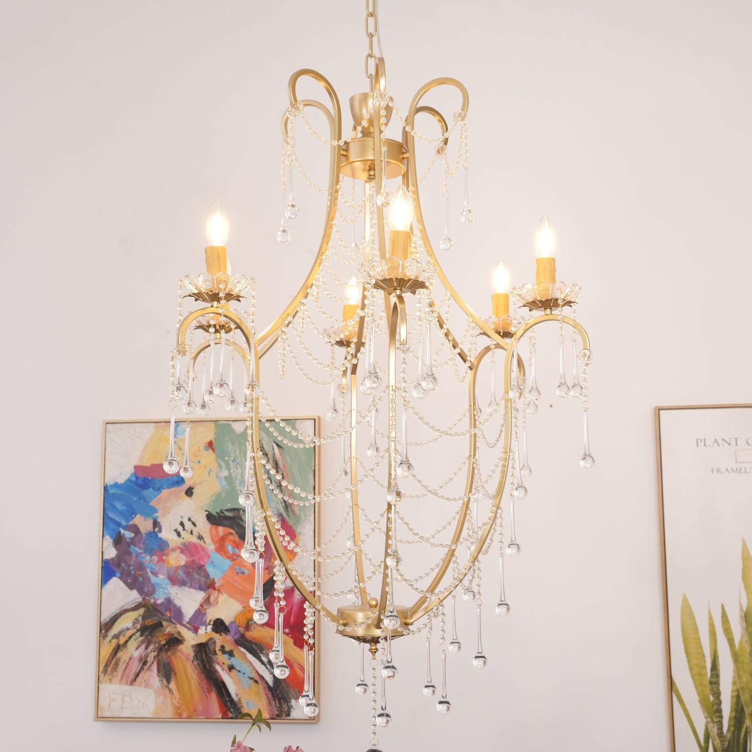 Theresa Chandelier Draped Crystal Chains Vintage - Letslighting