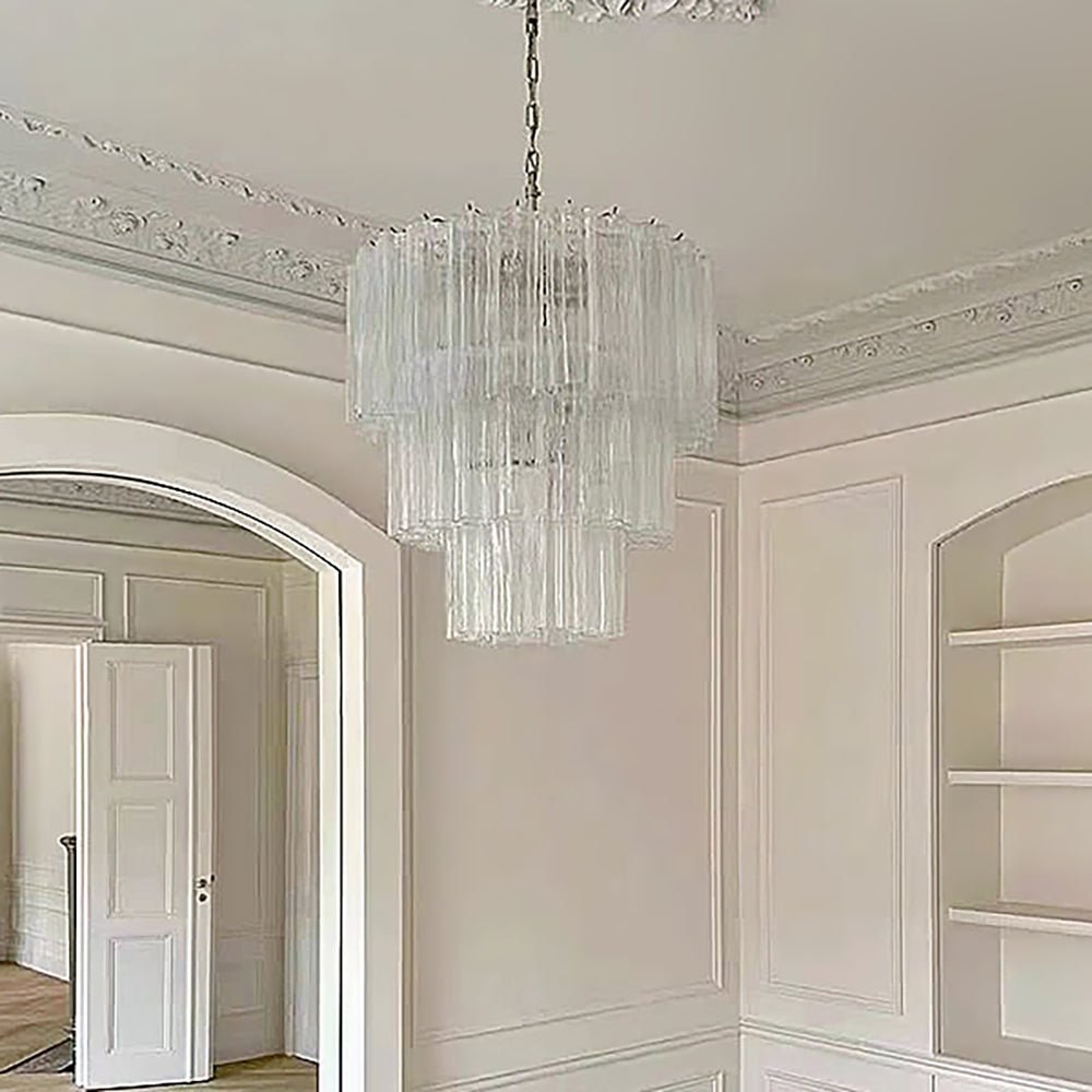 Aurora Chandelier Tiered Murano Glass Tube Waterfall Luxury - Letslighting