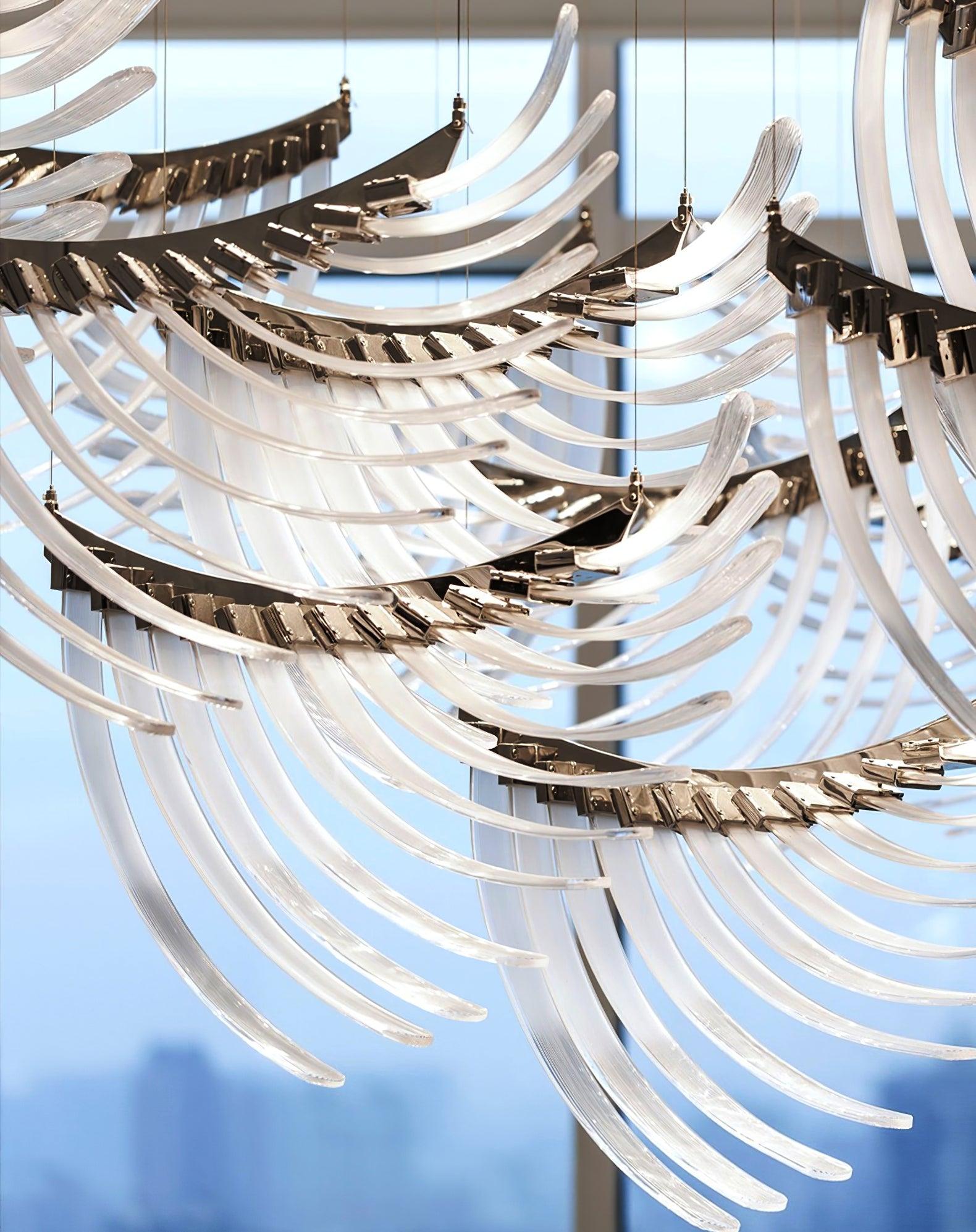 Tiered Postmodern Luxury Palmette Metal Chandelier - Blowlighting