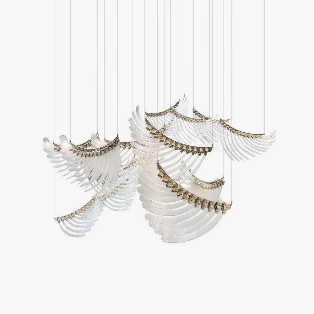 Tiered Postmodern Luxury Palmette Metal Chandelier - Blowlighting
