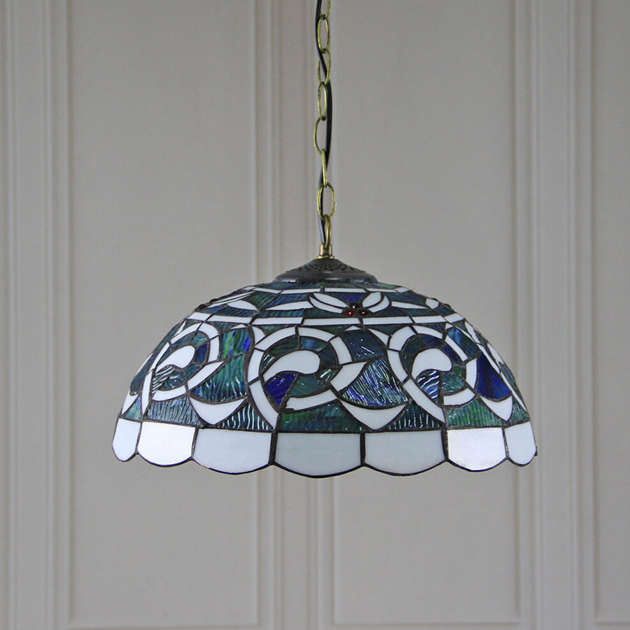 Tiffany Rustique Suspension Tachée Métal Verre Salon