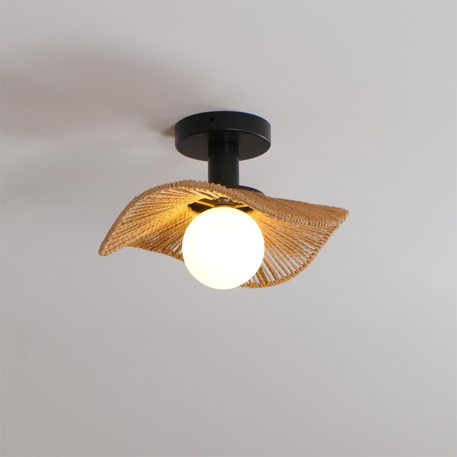 Fynora Woven Semi Flush Ceiling Light - Letslighting