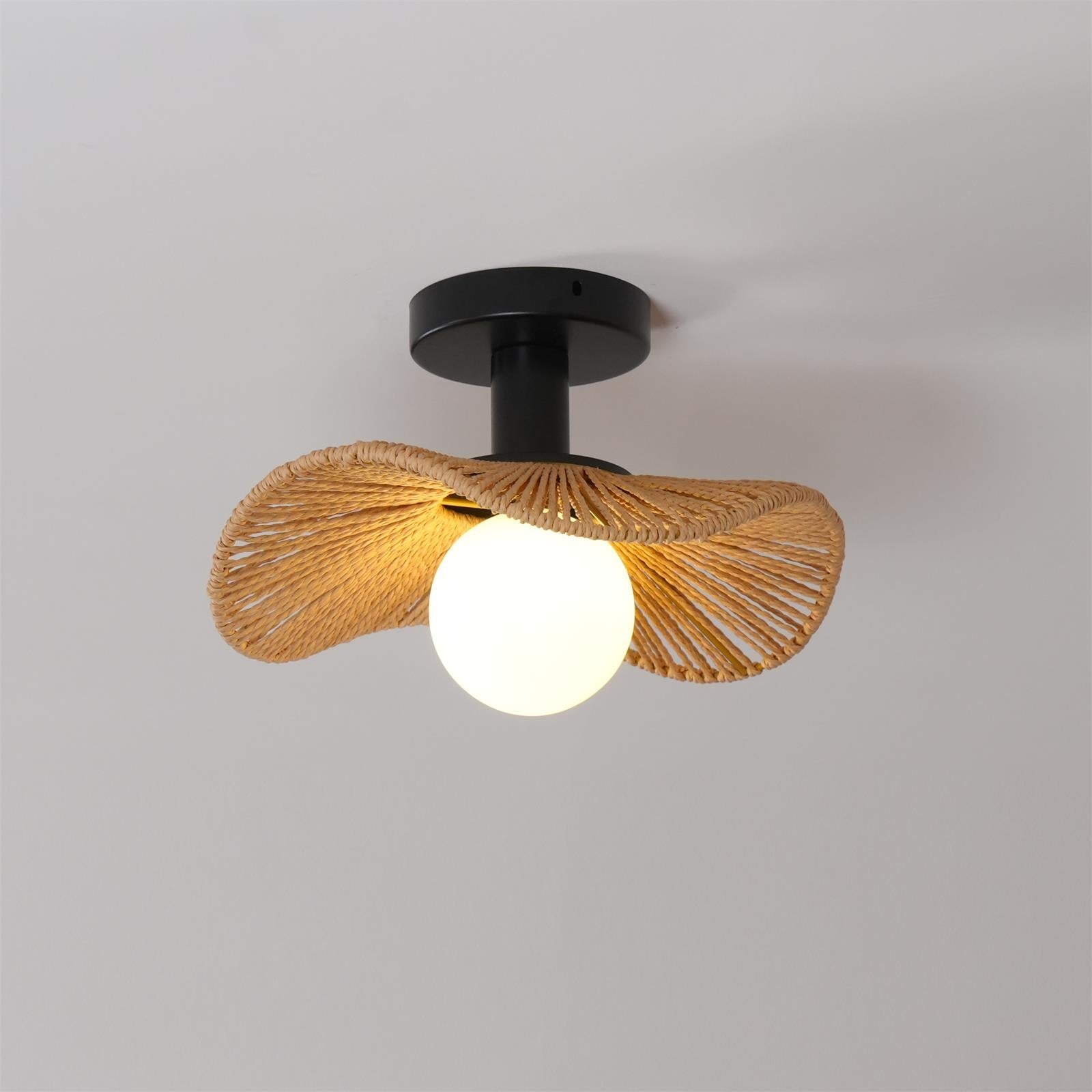 Fynora Woven Semi Flush Ceiling Light - Letslighting