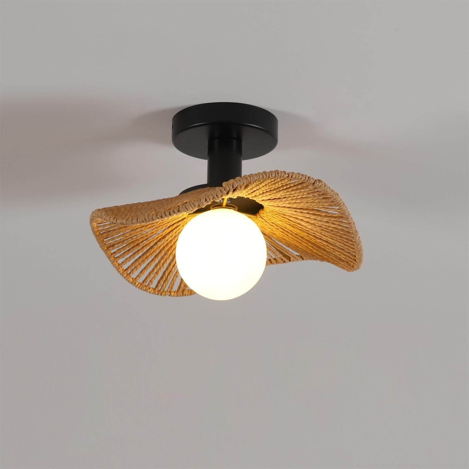 Fynora Woven Semi Flush Ceiling Light - Letslighting
