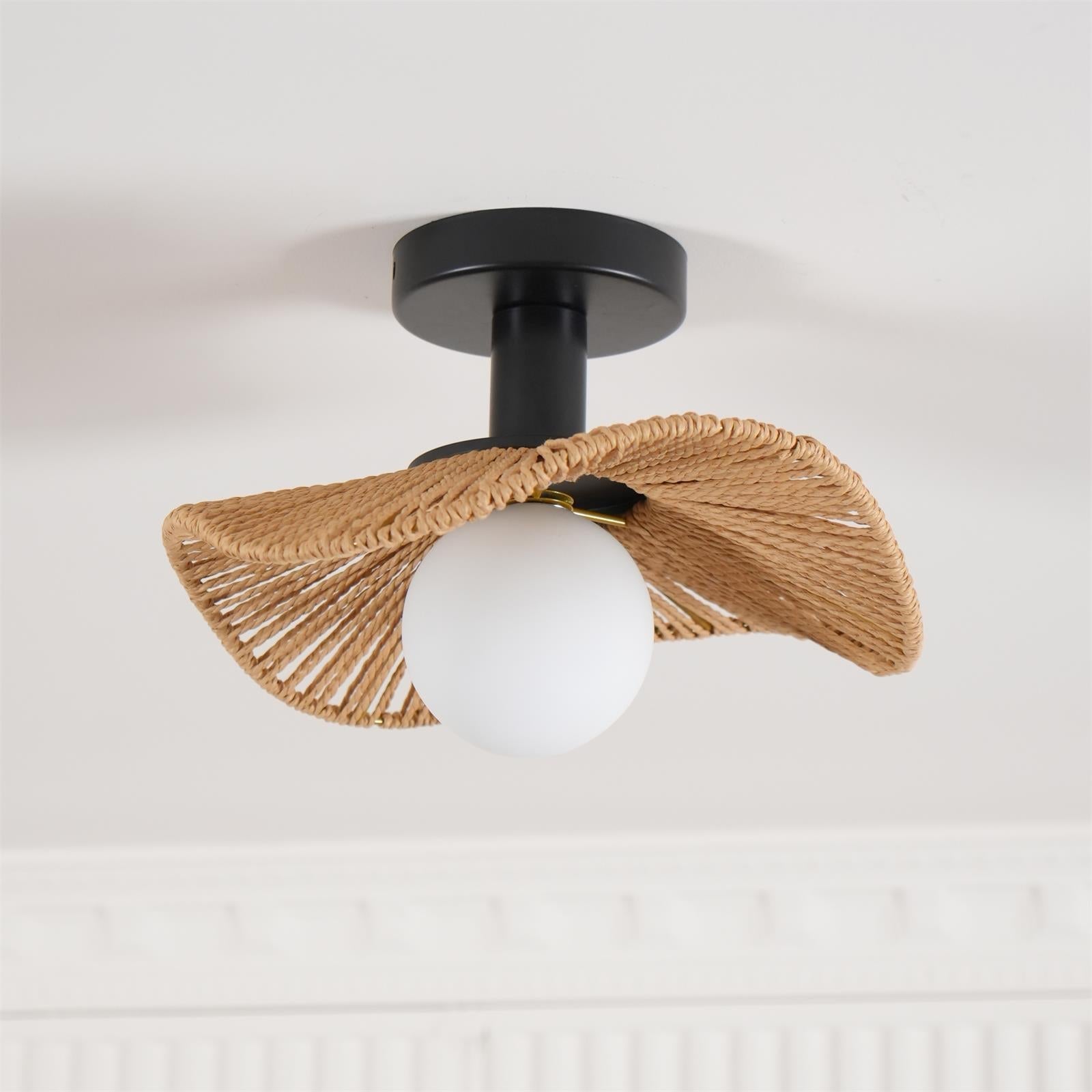 Fynora Woven Semi Flush Ceiling Light - Letslighting