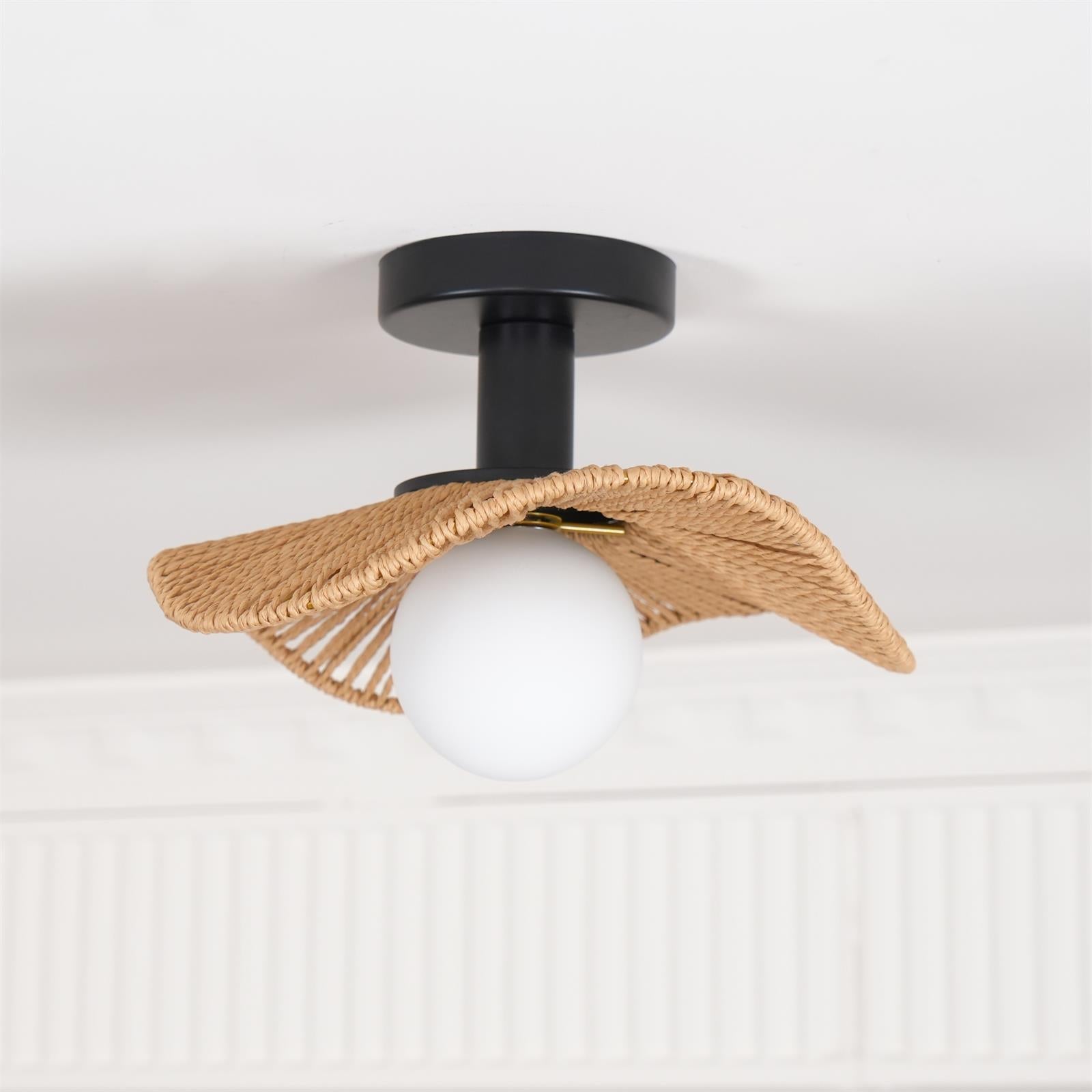 Fynora Woven Semi Flush Ceiling Light - Letslighting