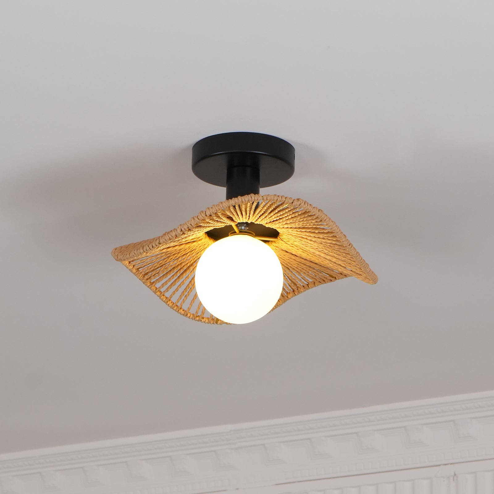 Fynora Woven Semi Flush Ceiling Light - Letslighting