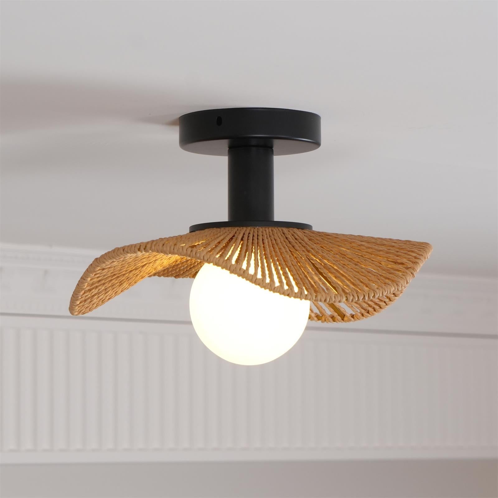 Fynora Woven Semi Flush Ceiling Light - Letslighting