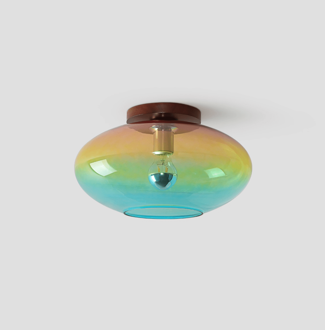 Tilio Artistique Bois Verre Plafonnier Lampe