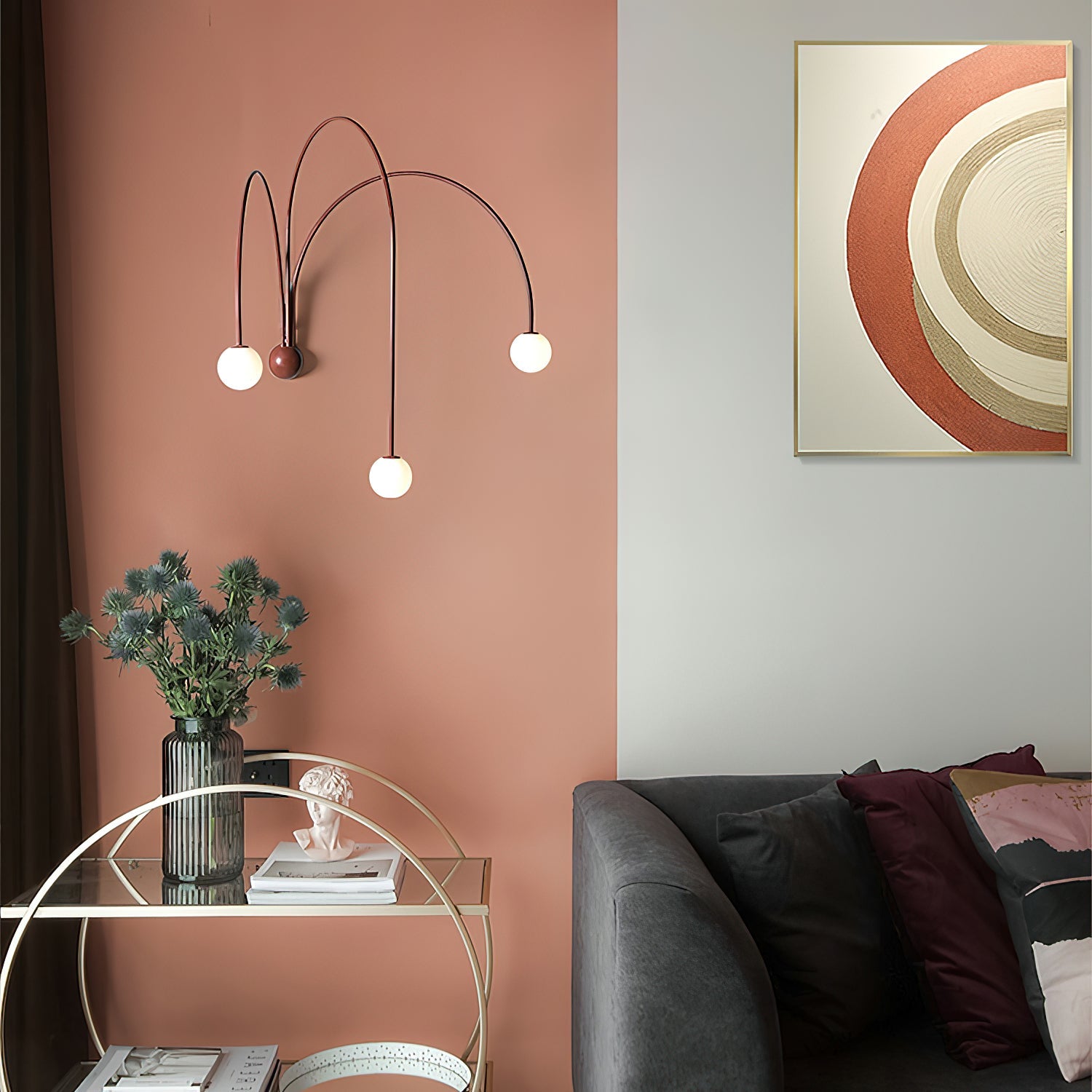 Gran Moderne Minimaliste Verre Fer Applique Murale Lampe
