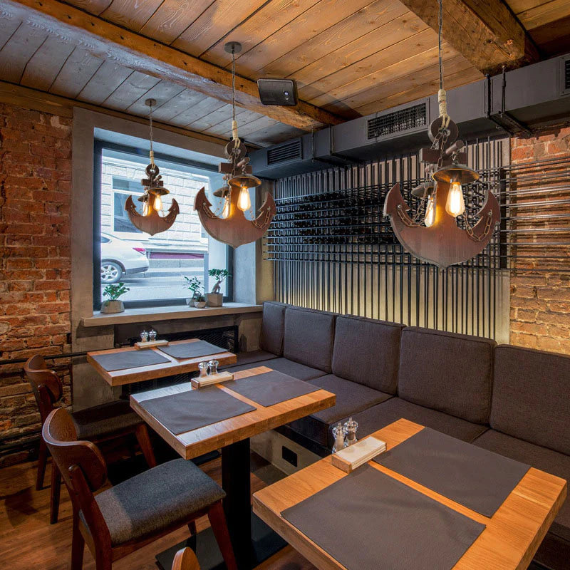 Epoch Rétro LED Suspension Bois Métal Verre Salon/Salle À Manger