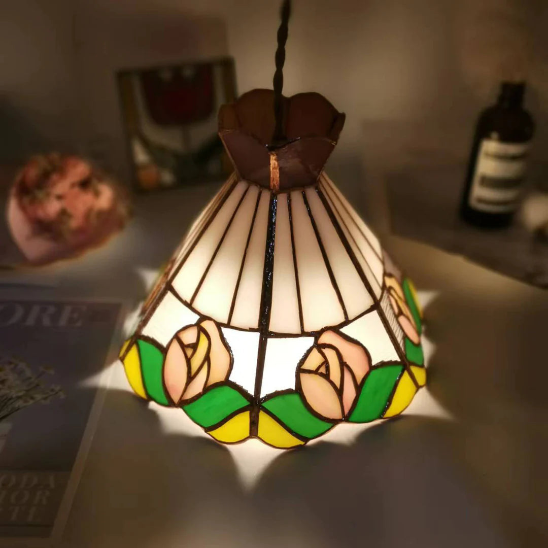 Tiffany Design LED Fleur De Cône Suspension Blanc Bar/Chambre À Coucher