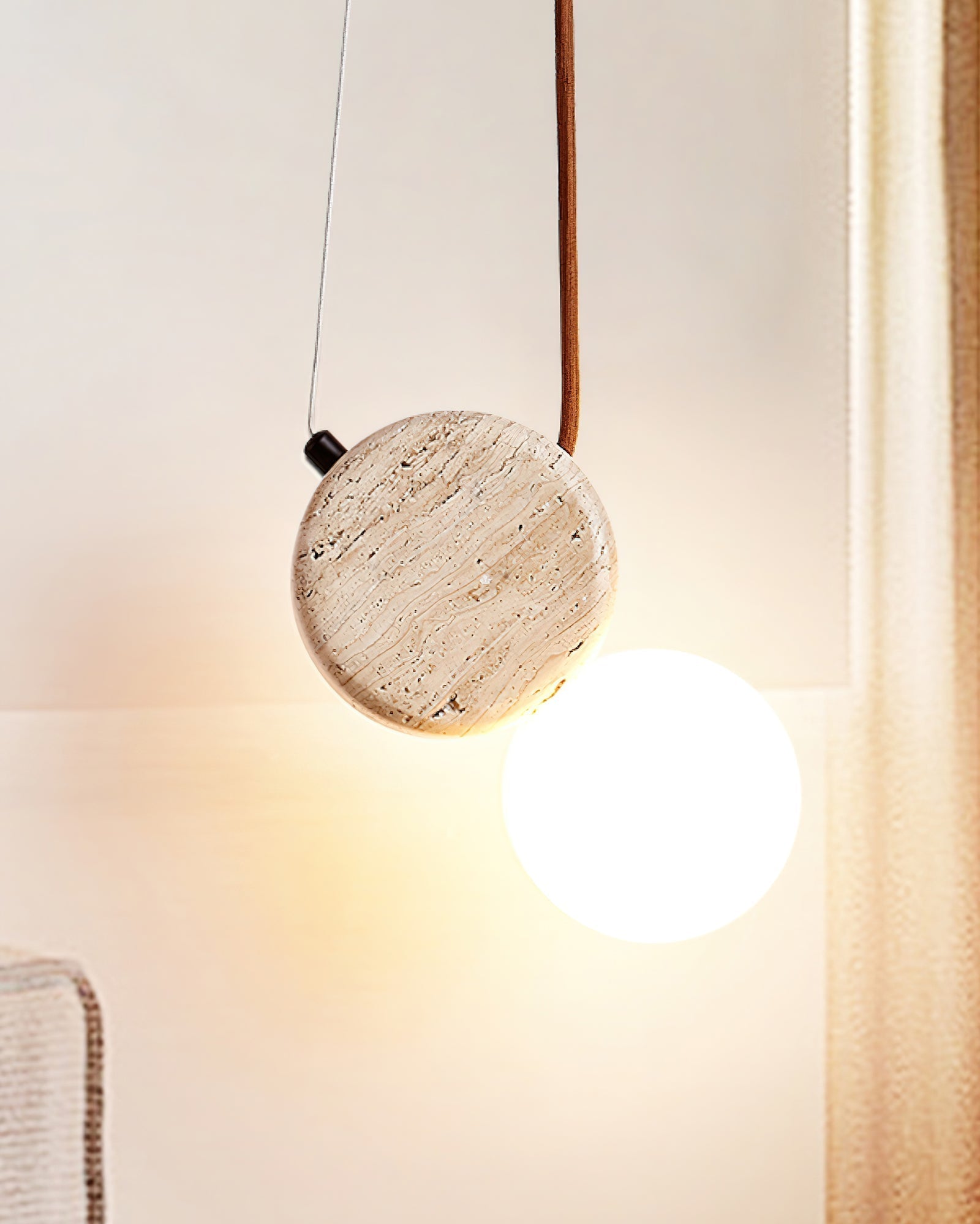 Zosolyra Double-Disc Travertine Pendant Light - Letslighting